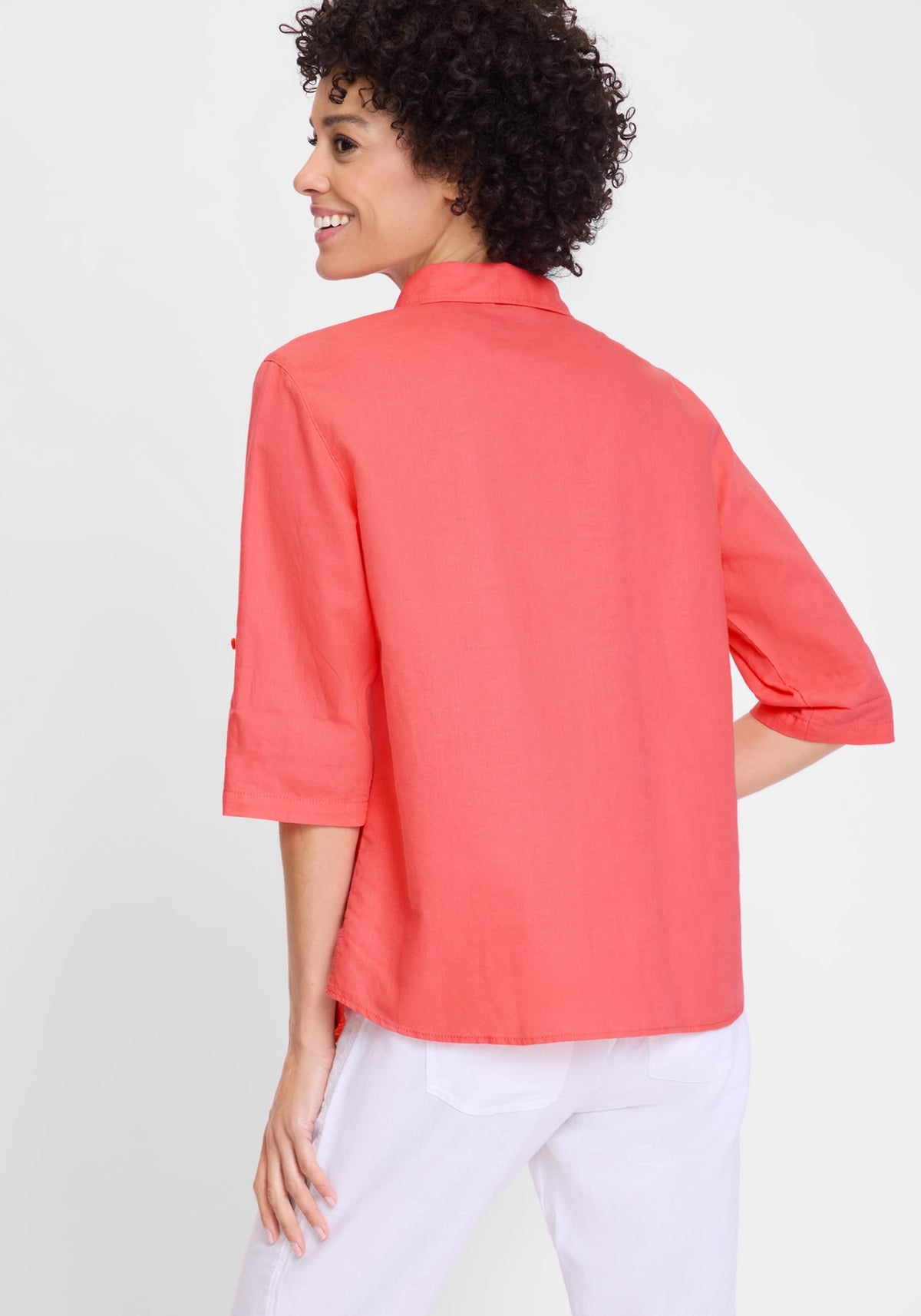 Shirt with Rolled Sleeve Tab Detail