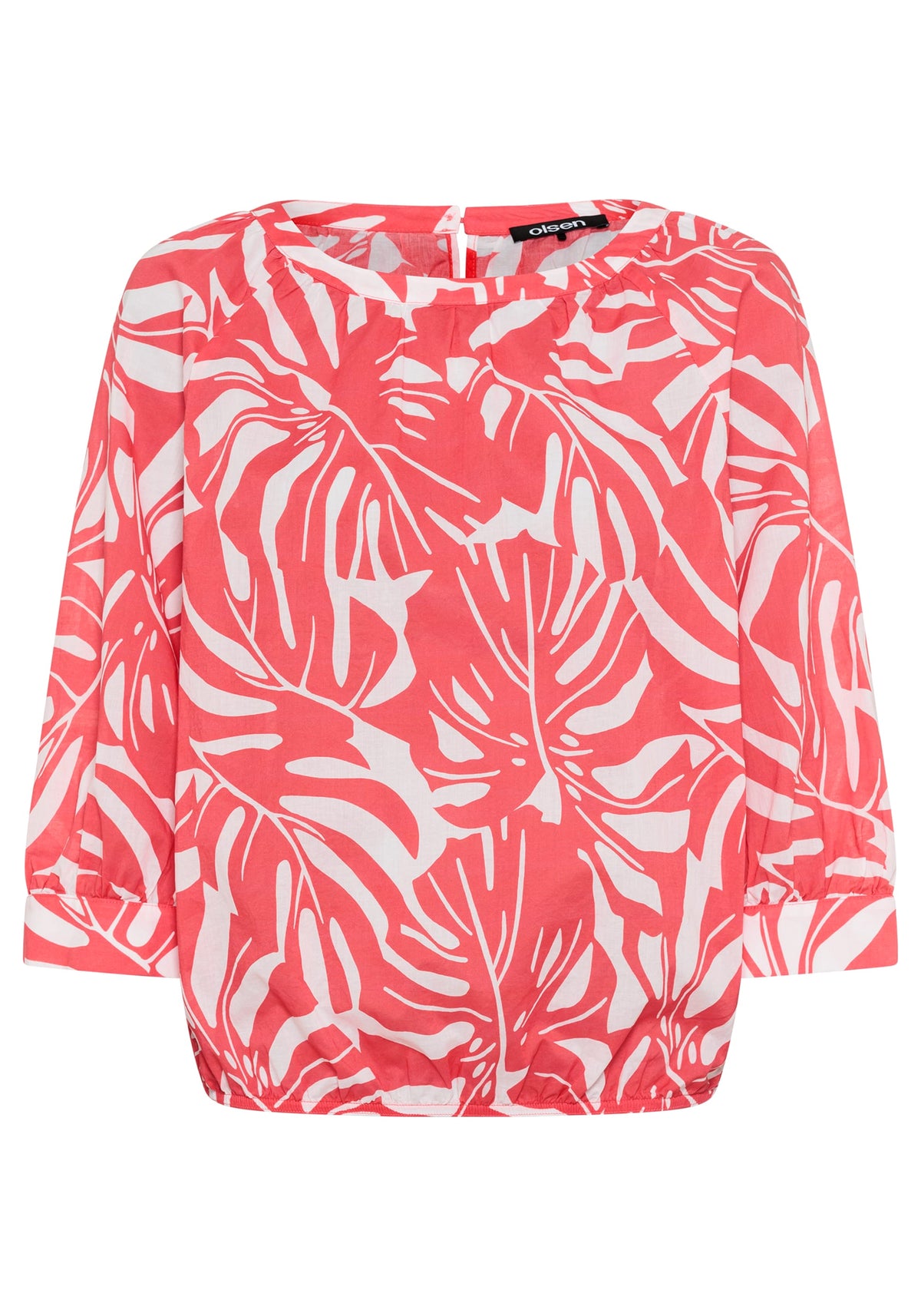 Boat Neck Palm Statement Blouse
