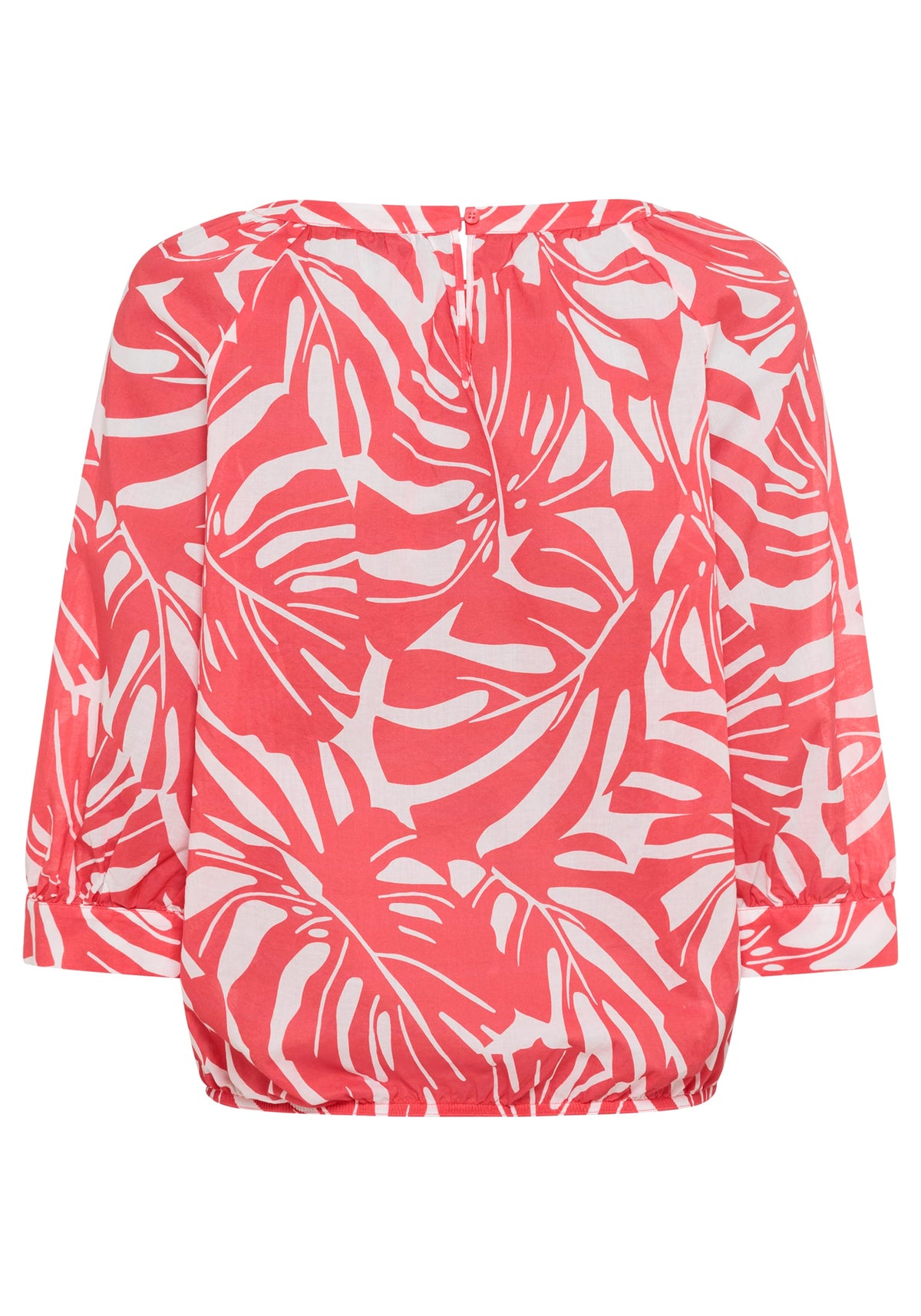 Boat Neck Palm Statement Blouse