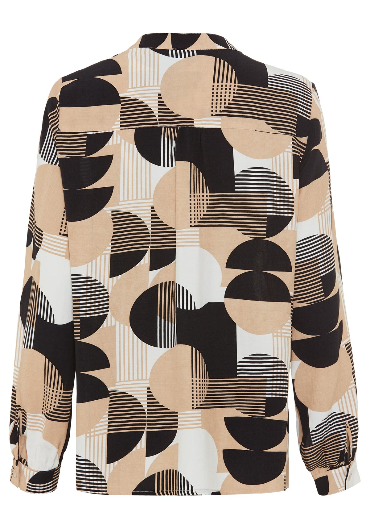 Geo Mixed Tie-Neck Blouse