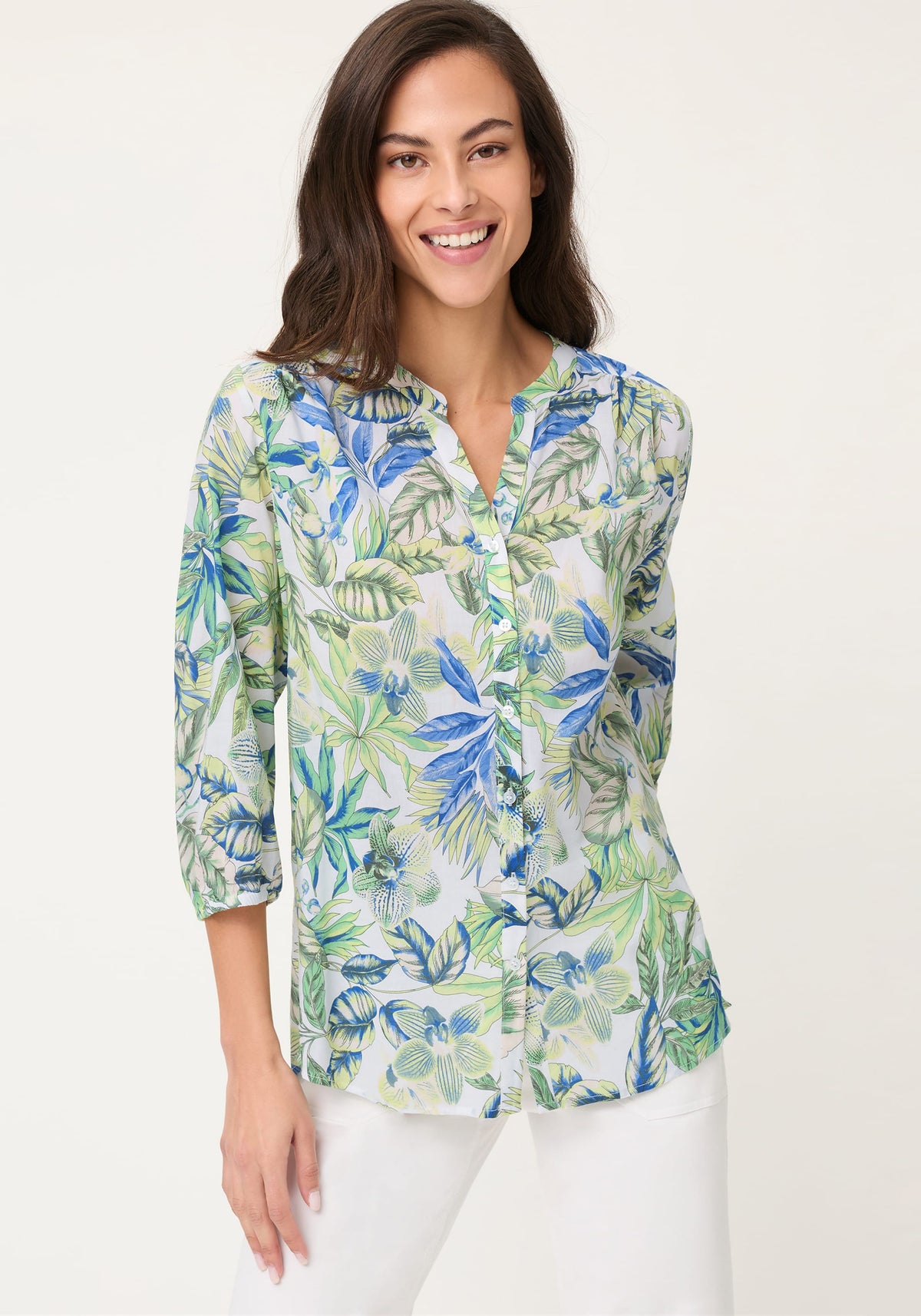 Chemise tunique à imprimé botanique