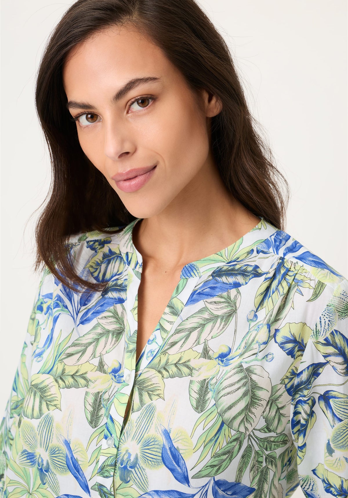 Chemise tunique à imprimé botanique