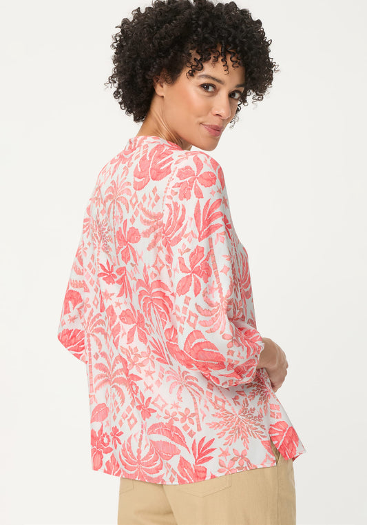 Ornamental Botanic Print Tunic Shirt