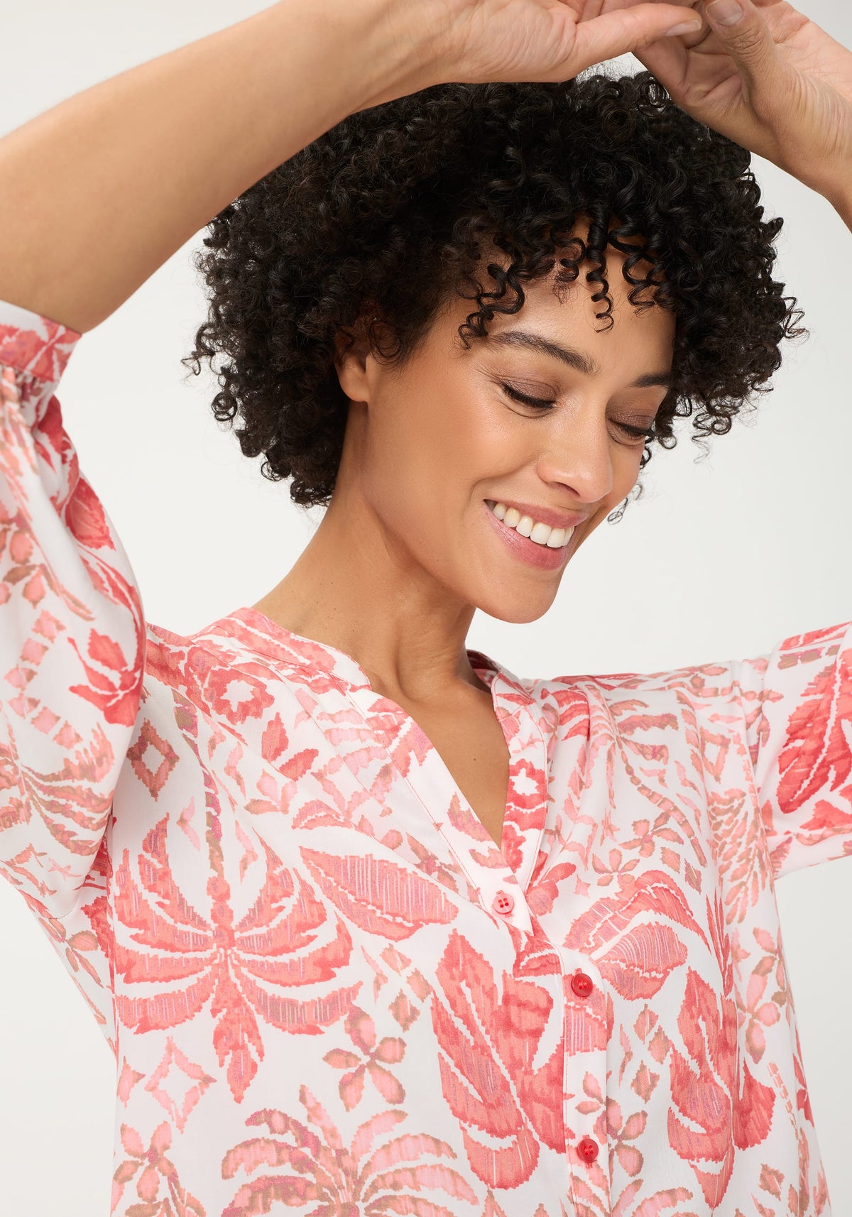 Ornamental Botanic Print Tunic Shirt