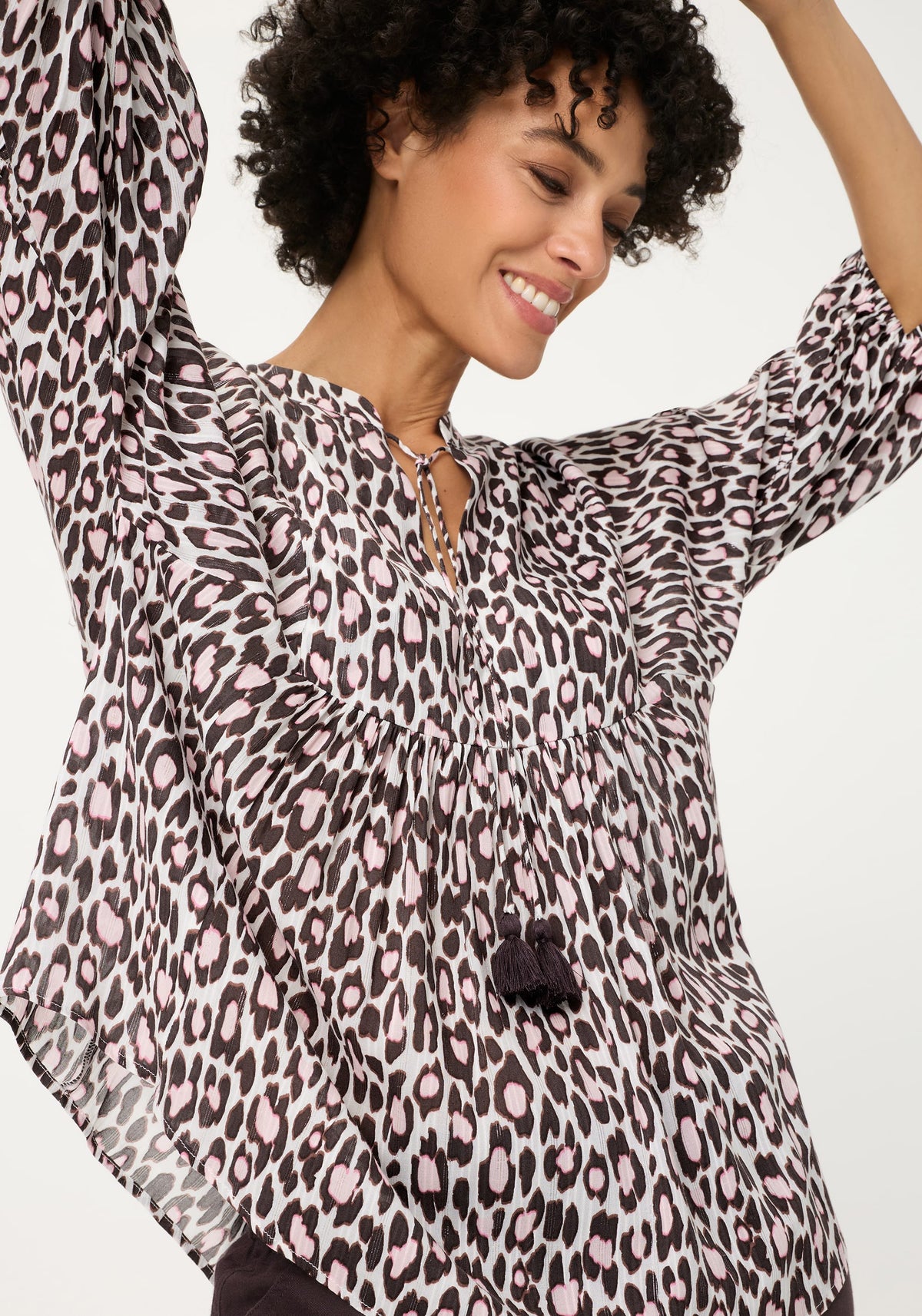 Blouse tunique à imprimé léopard