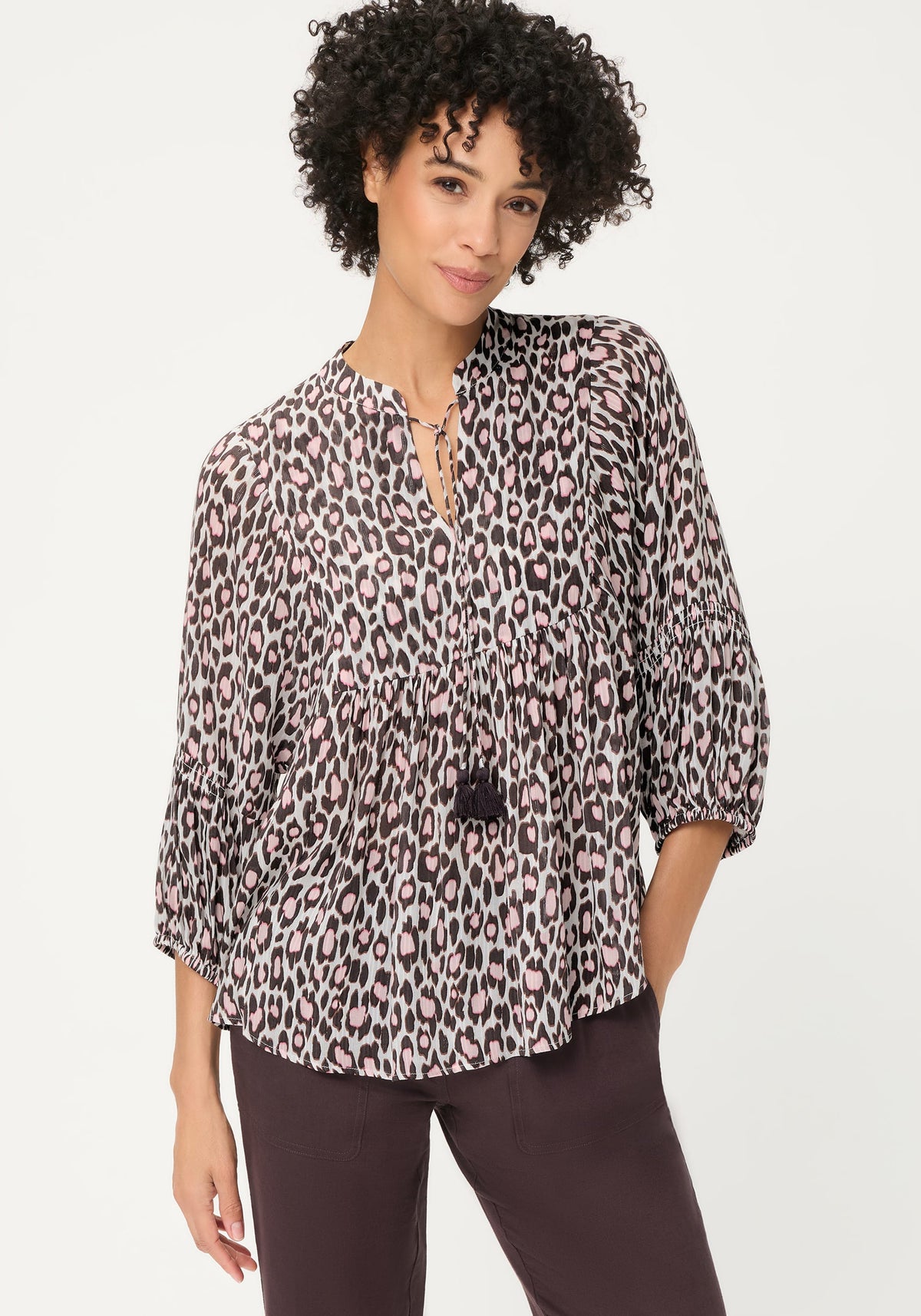 Blouse tunique à imprimé léopard