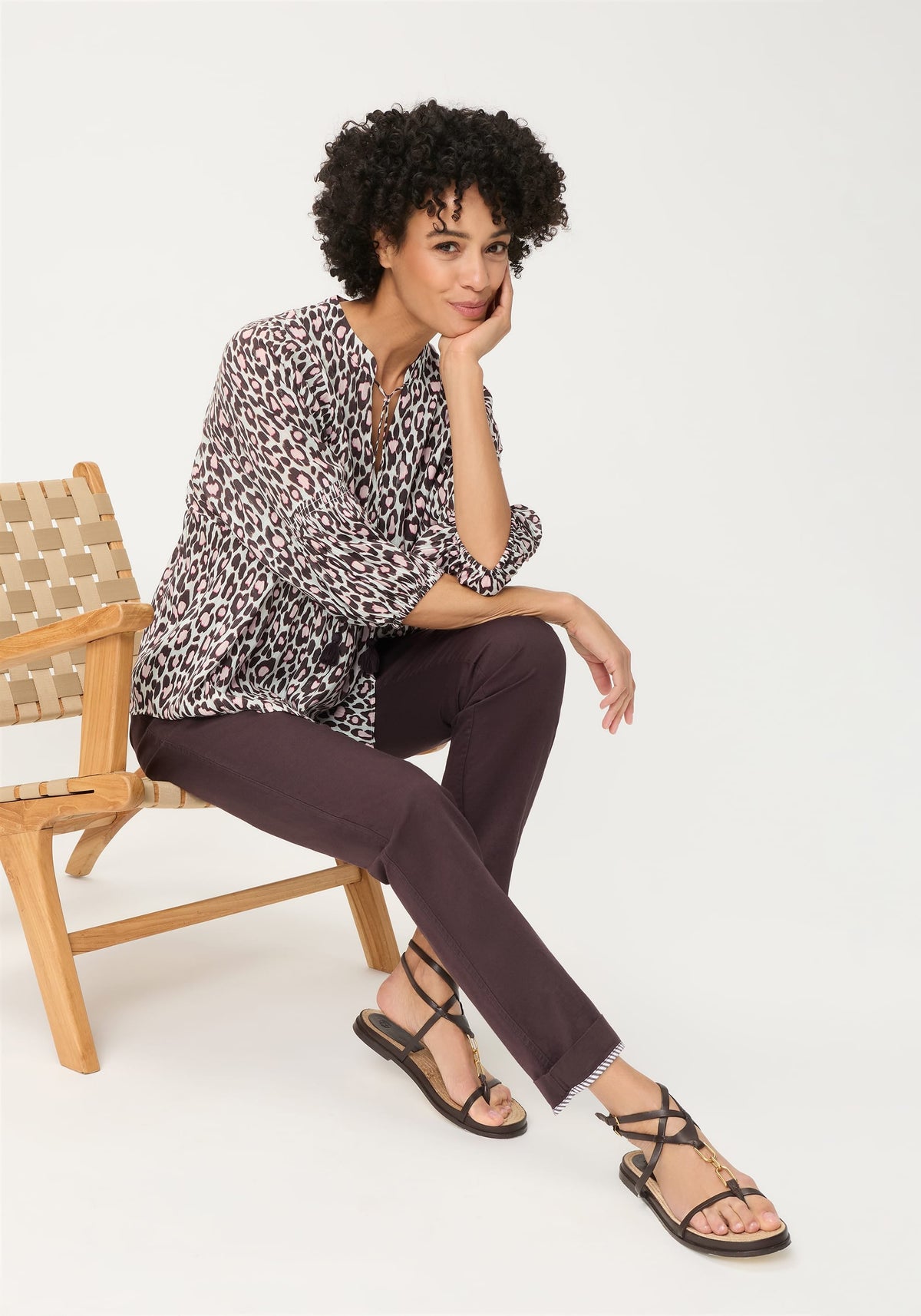 Blouse tunique à imprimé léopard