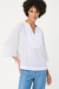 Embroidered Waffle Tunic Blouse