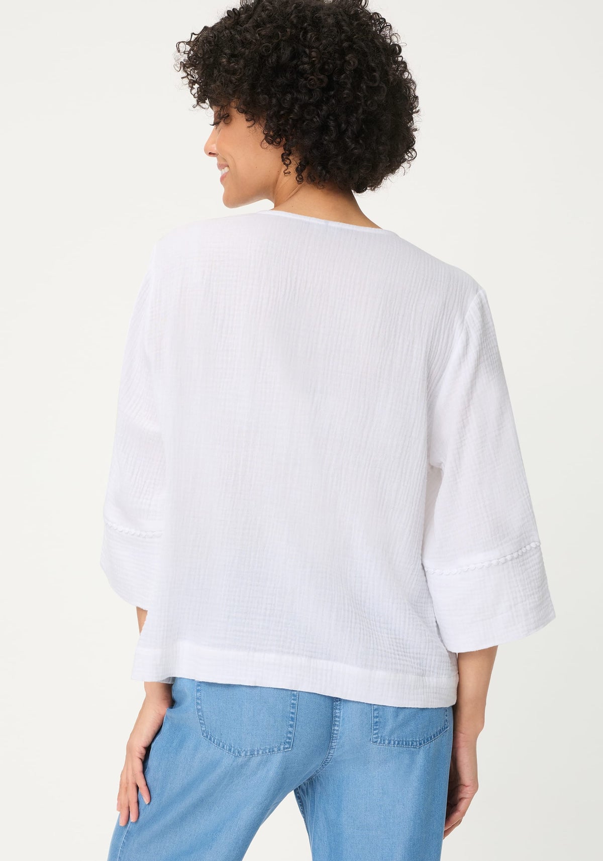 Embroidered Waffle Tunic Blouse