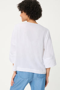 Embroidered Waffle Tunic Blouse