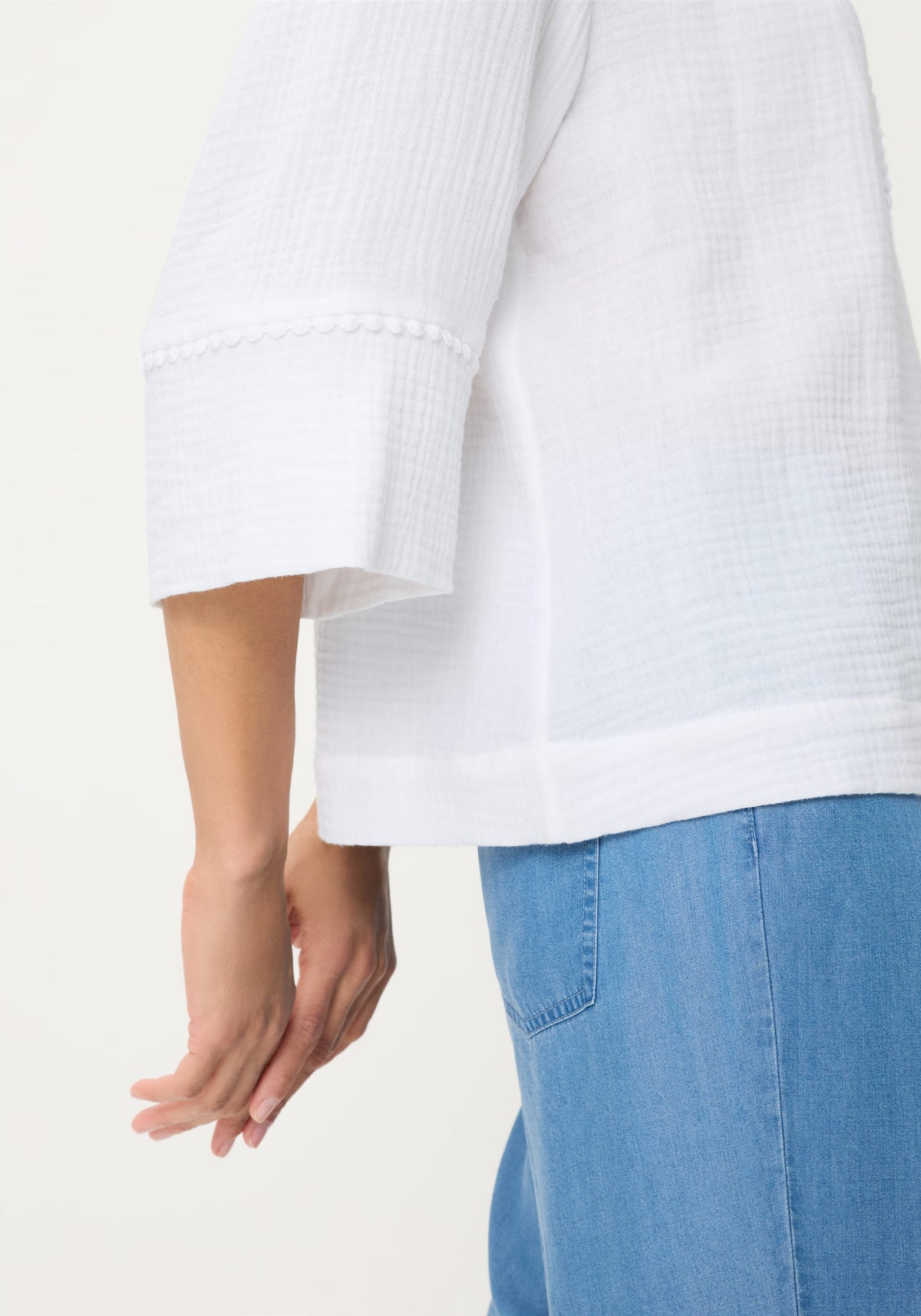 Embroidered Waffle Tunic Blouse
