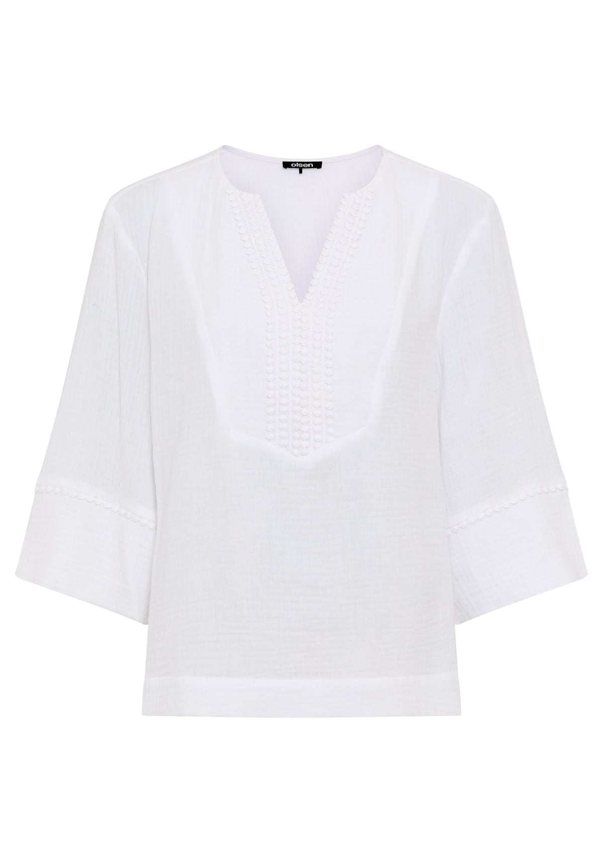 Embroidered Waffle Tunic Blouse