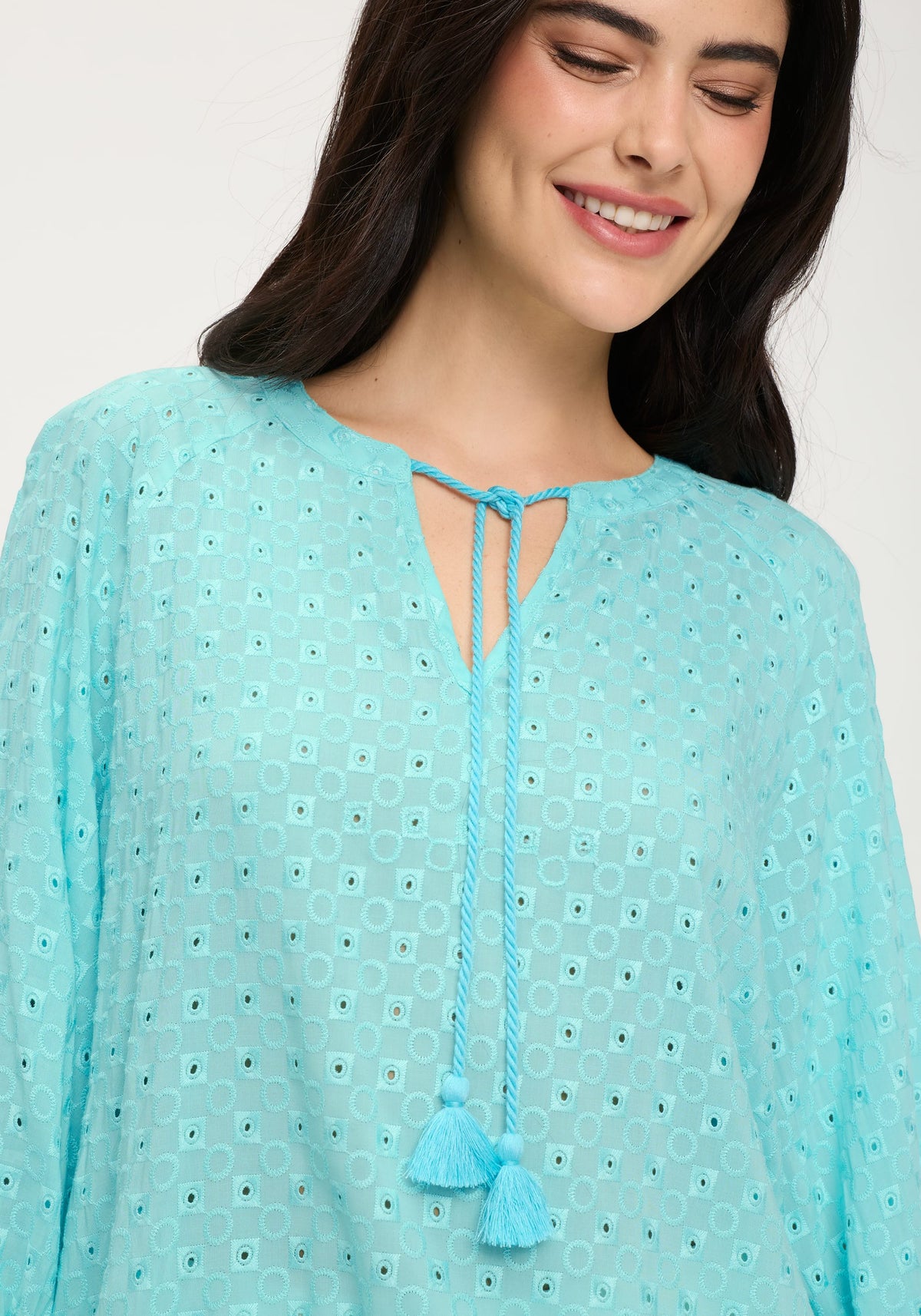 Eyelet Embroidered Tunic Blouse