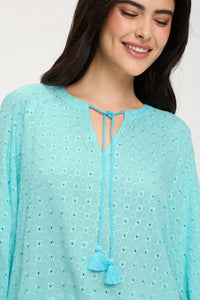 Eyelet Embroidered Tunic Blouse