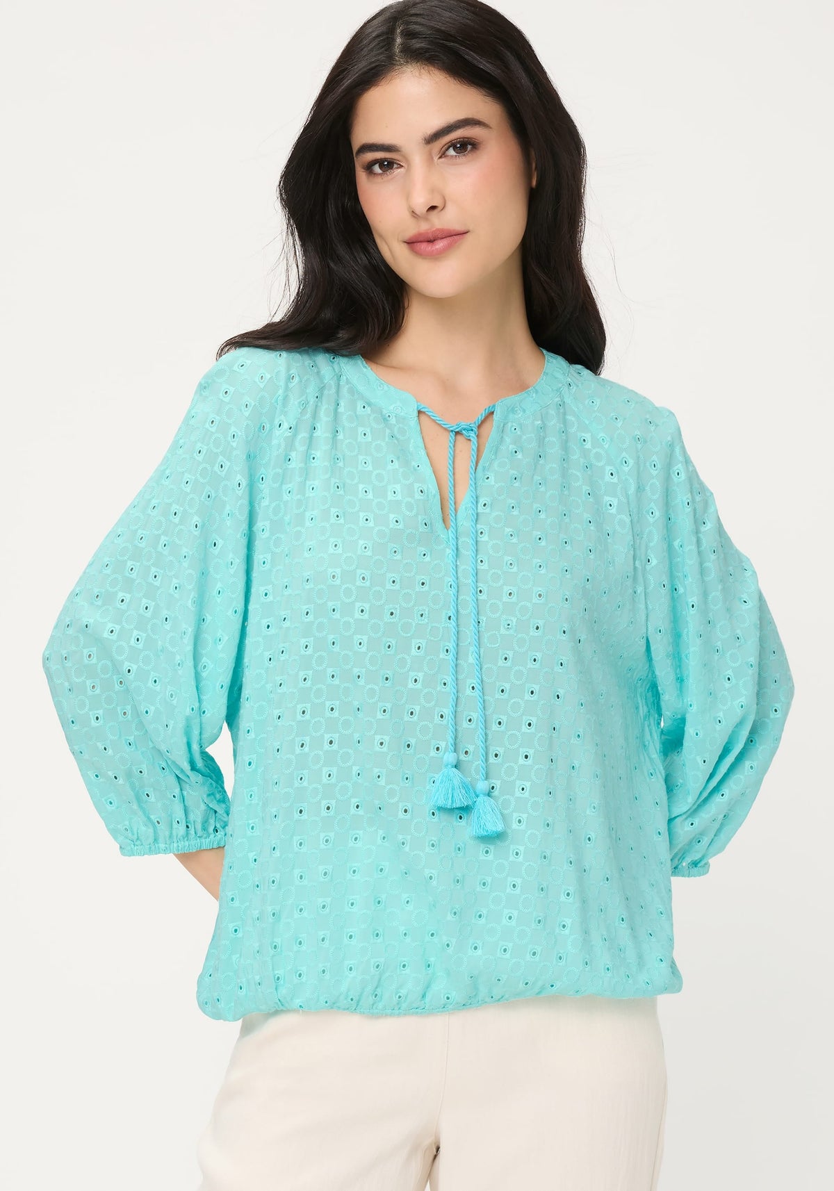 Eyelet Embroidered Tunic Blouse