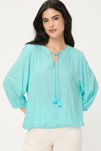 Eyelet Embroidered Tunic Blouse