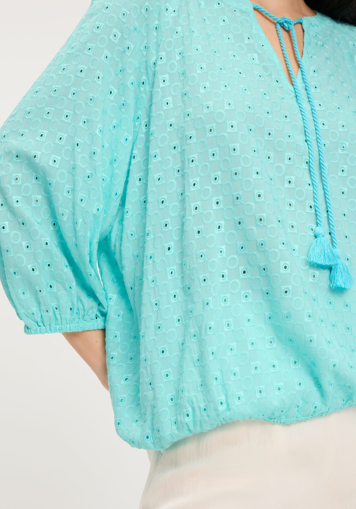 Eyelet Embroidered Tunic Blouse