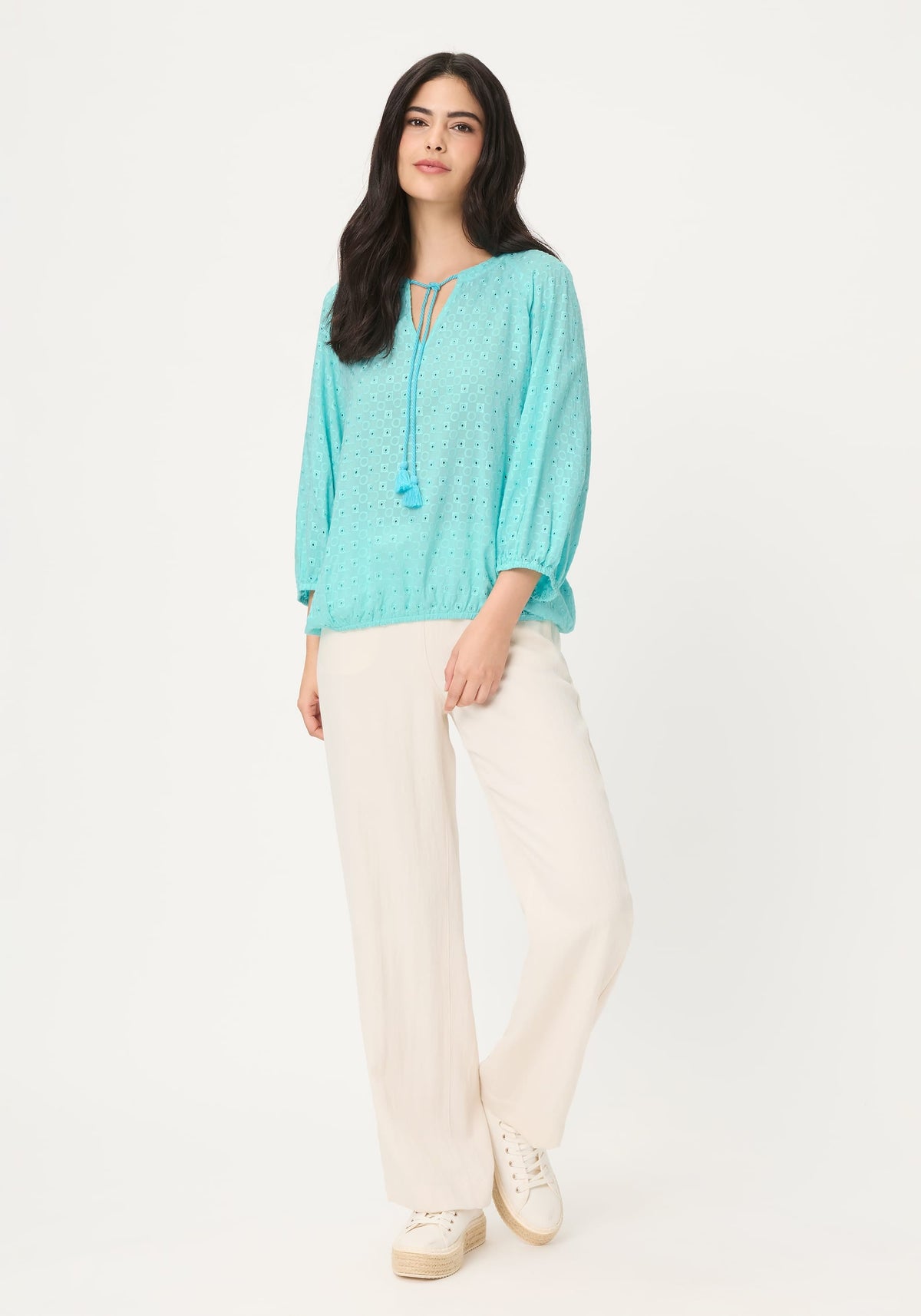 Eyelet Embroidered Tunic Blouse