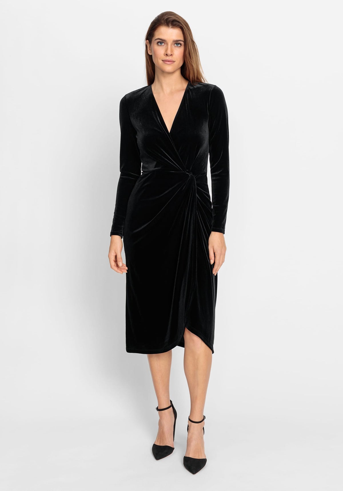 Velvet Faux Wrap Cocktail Dress