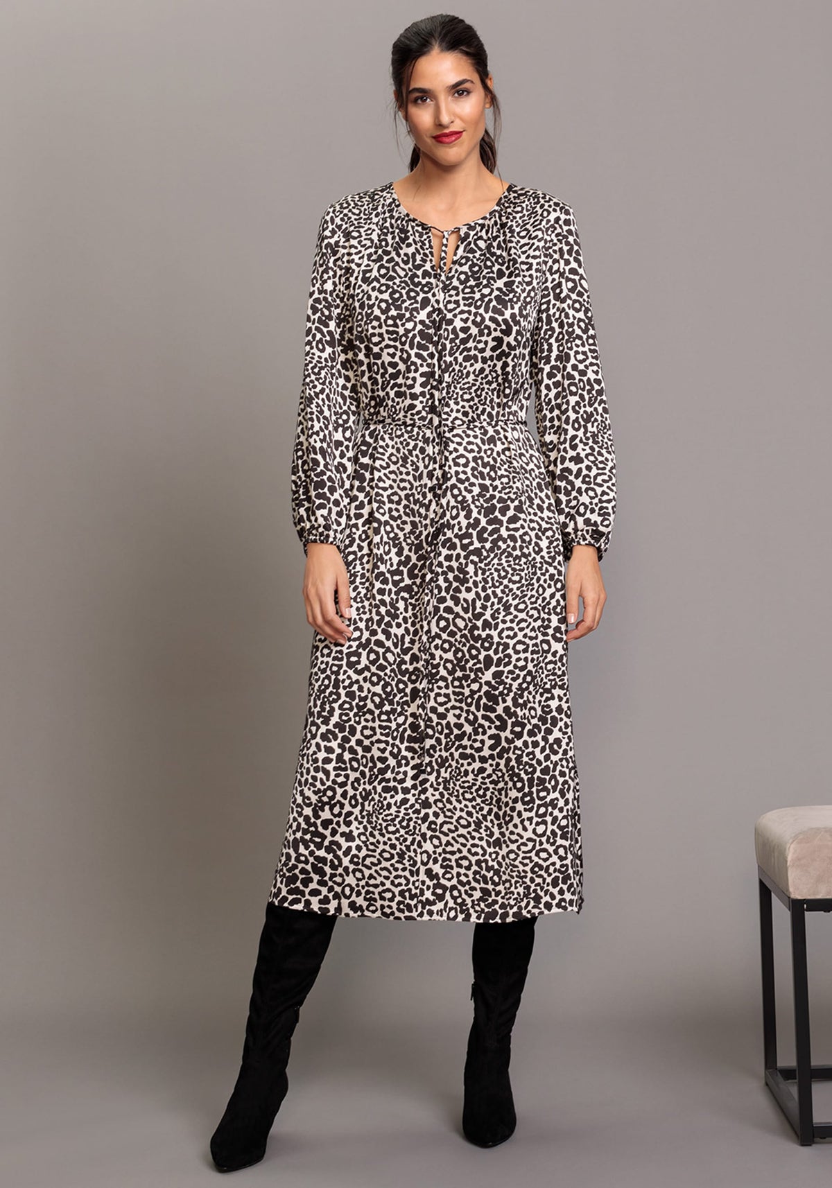 Satin Effect Leo Midi Dress