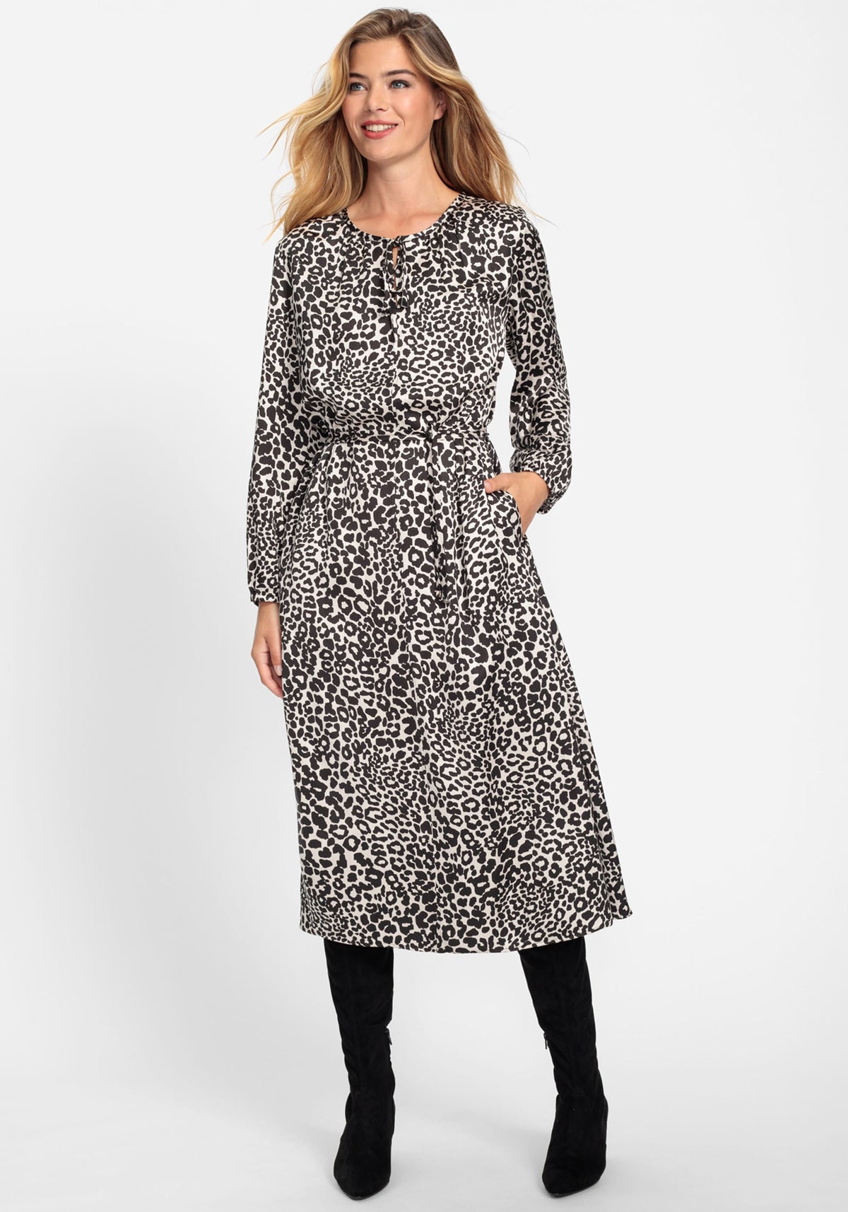 Satin Effect Leo Midi Dress