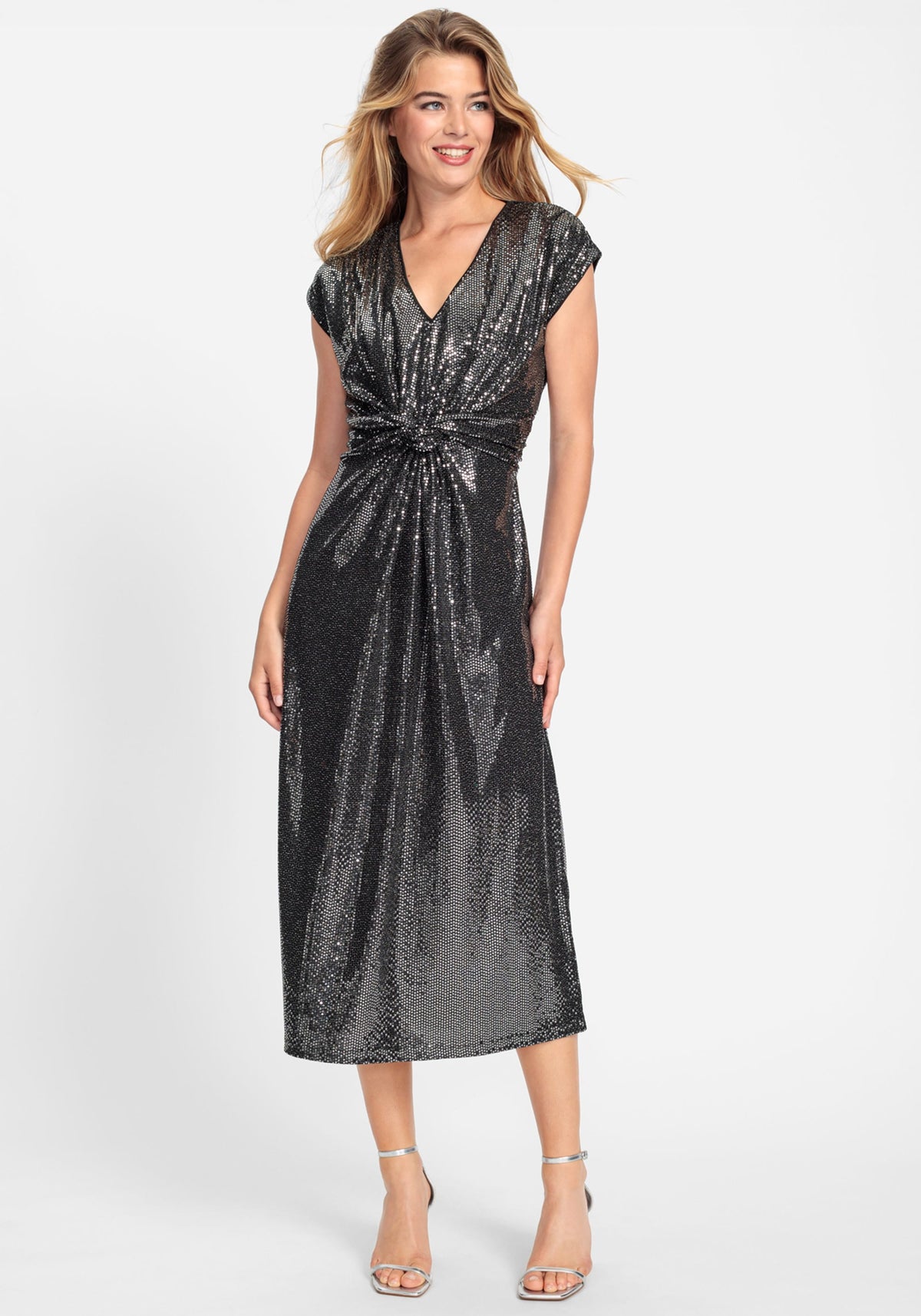 Silver Sequins Midi Dress