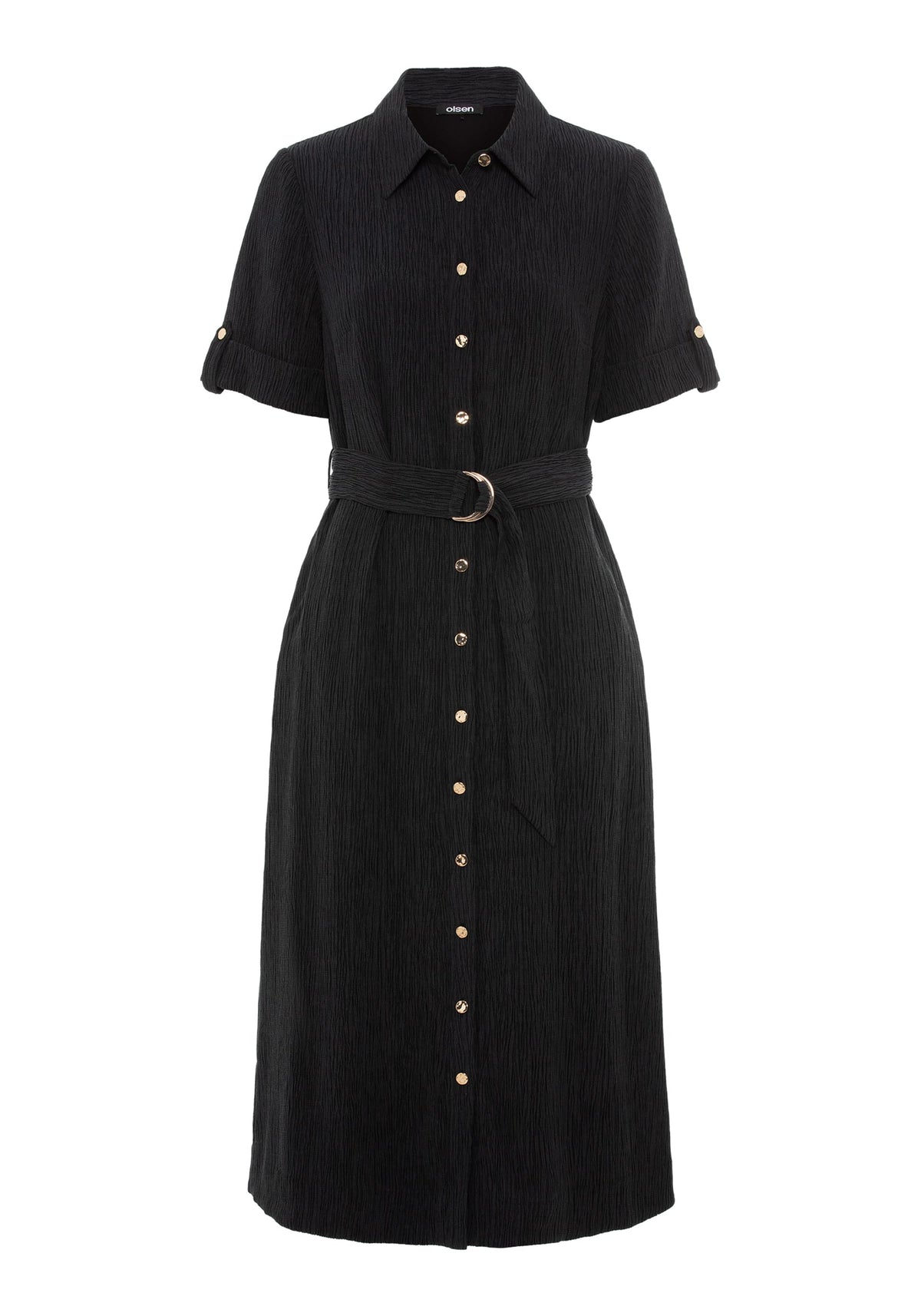 Crinkle A-Line Shirt Dress