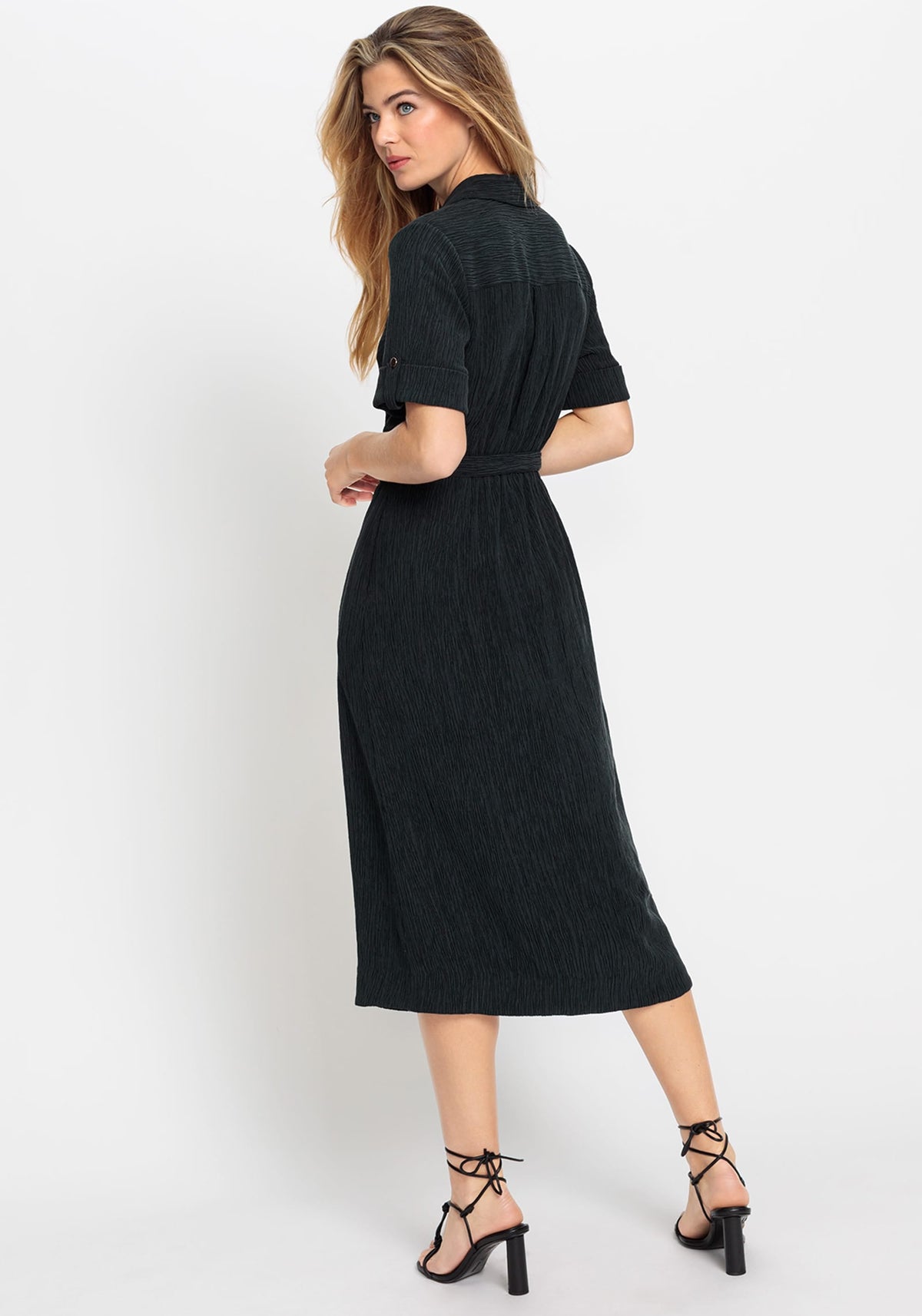 Crinkle A-Line Shirt Dress