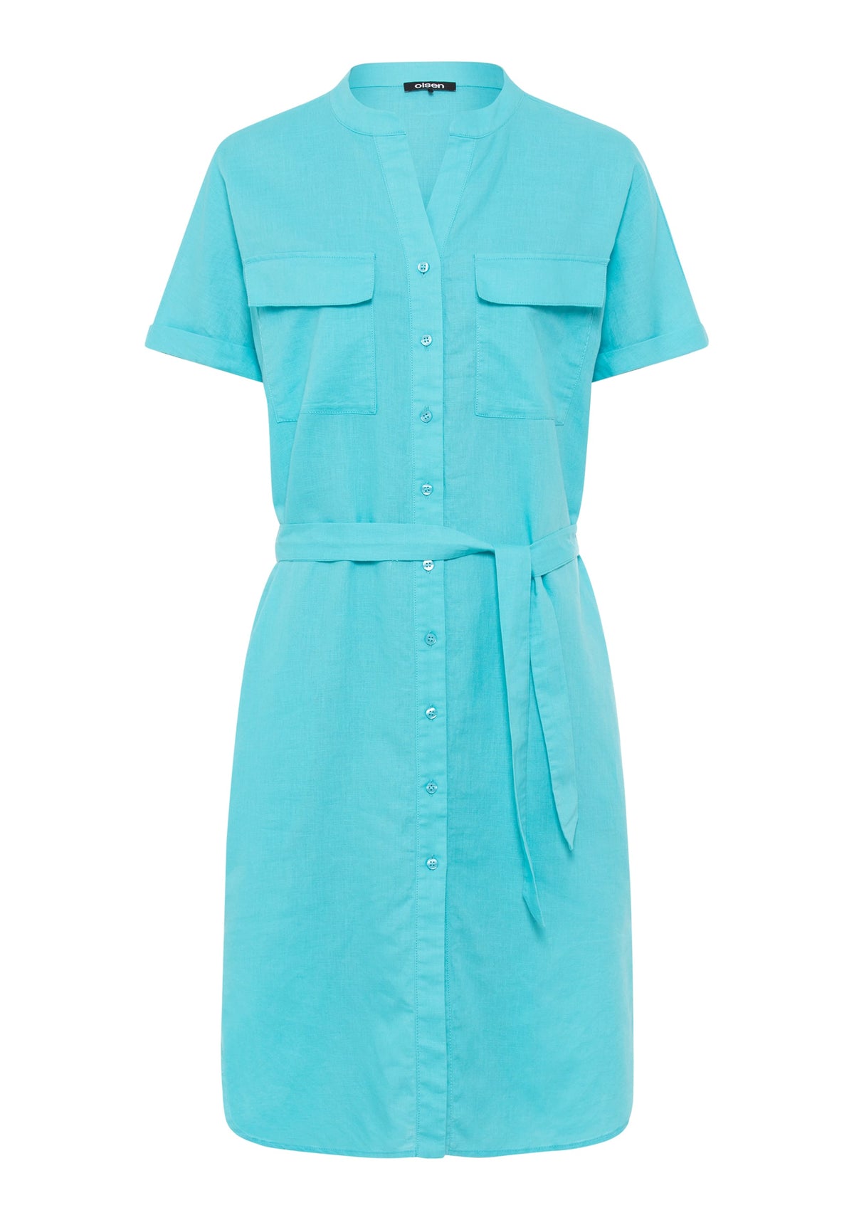 Linen Blend Tunic Shirt Dress
