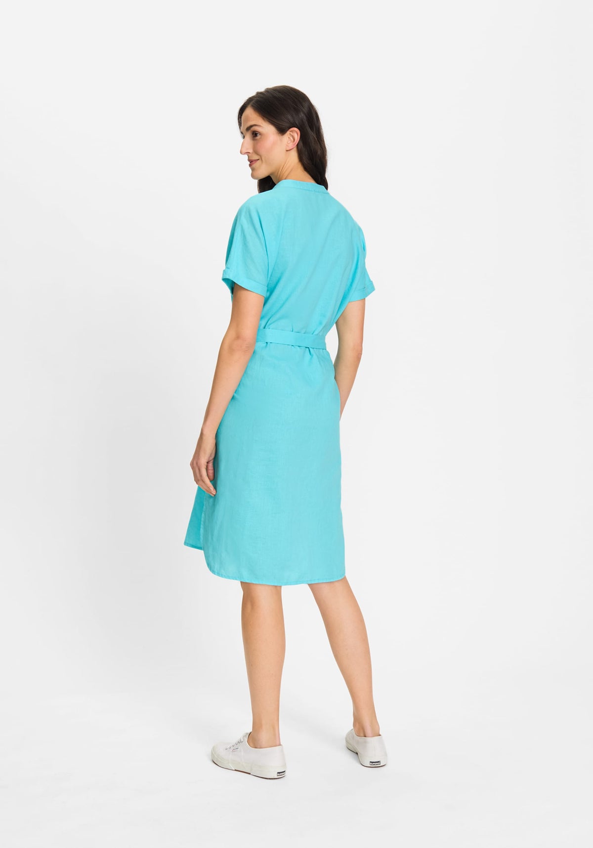 Linen Blend Tunic Shirt Dress