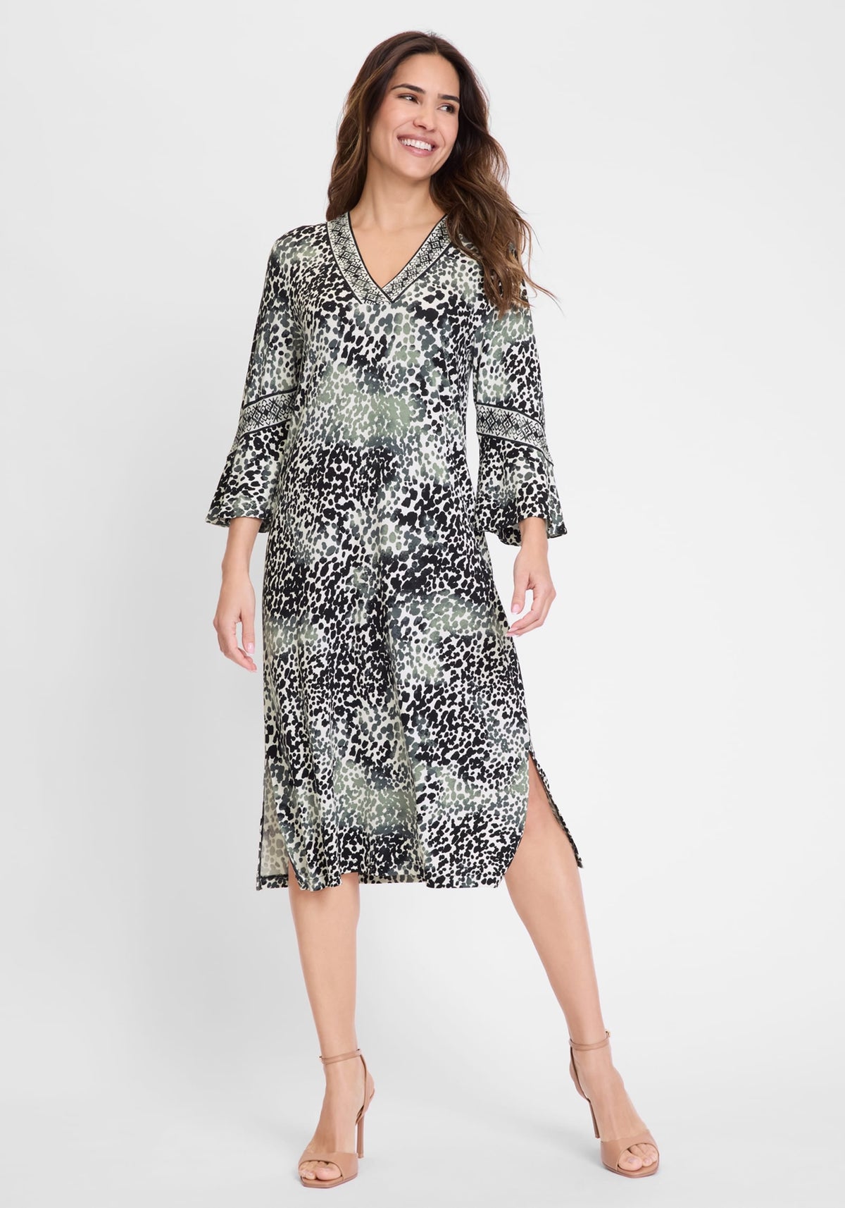 Animal Print Bell Sleeve Dress