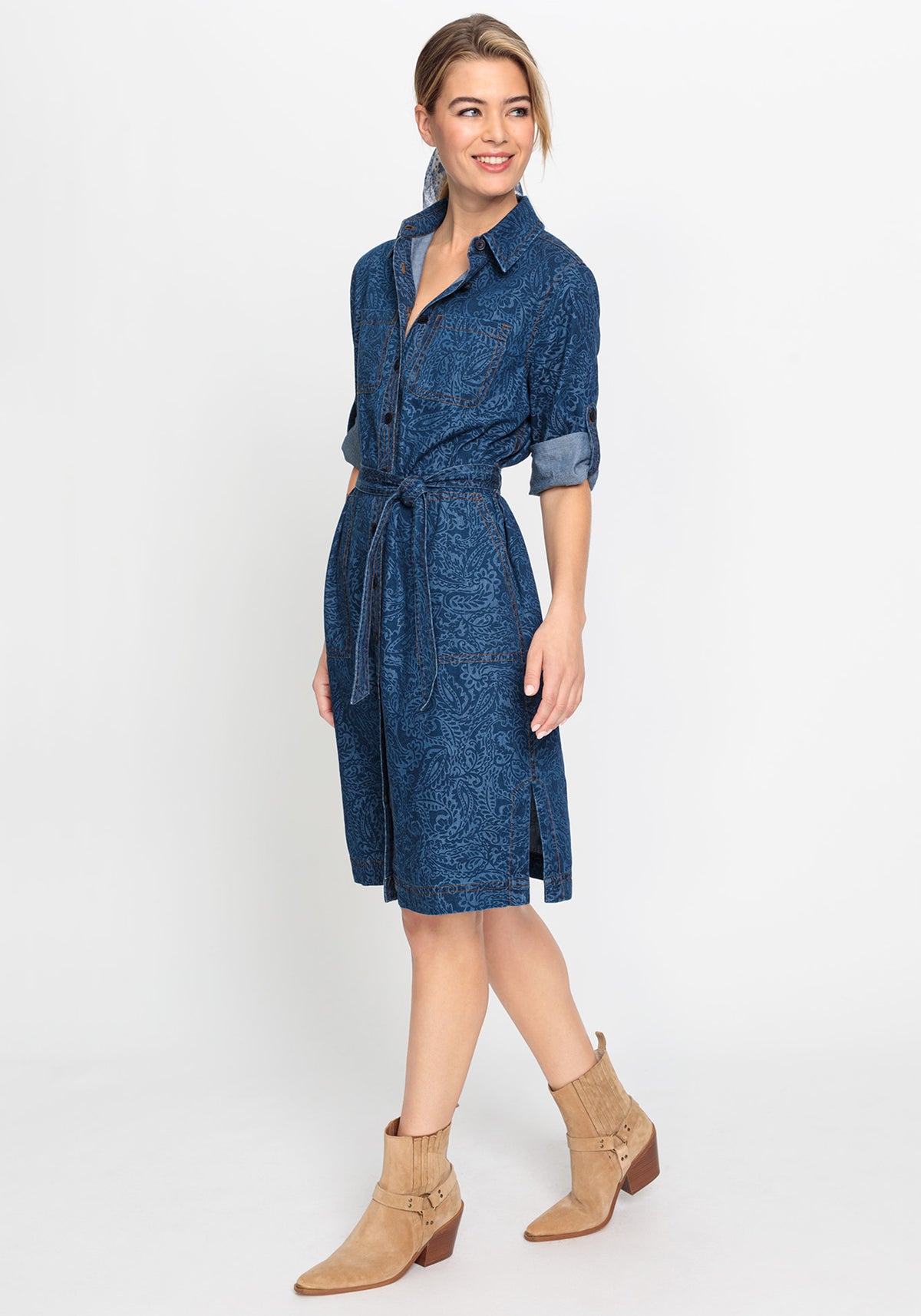 Paisley Denim Shirt Dress