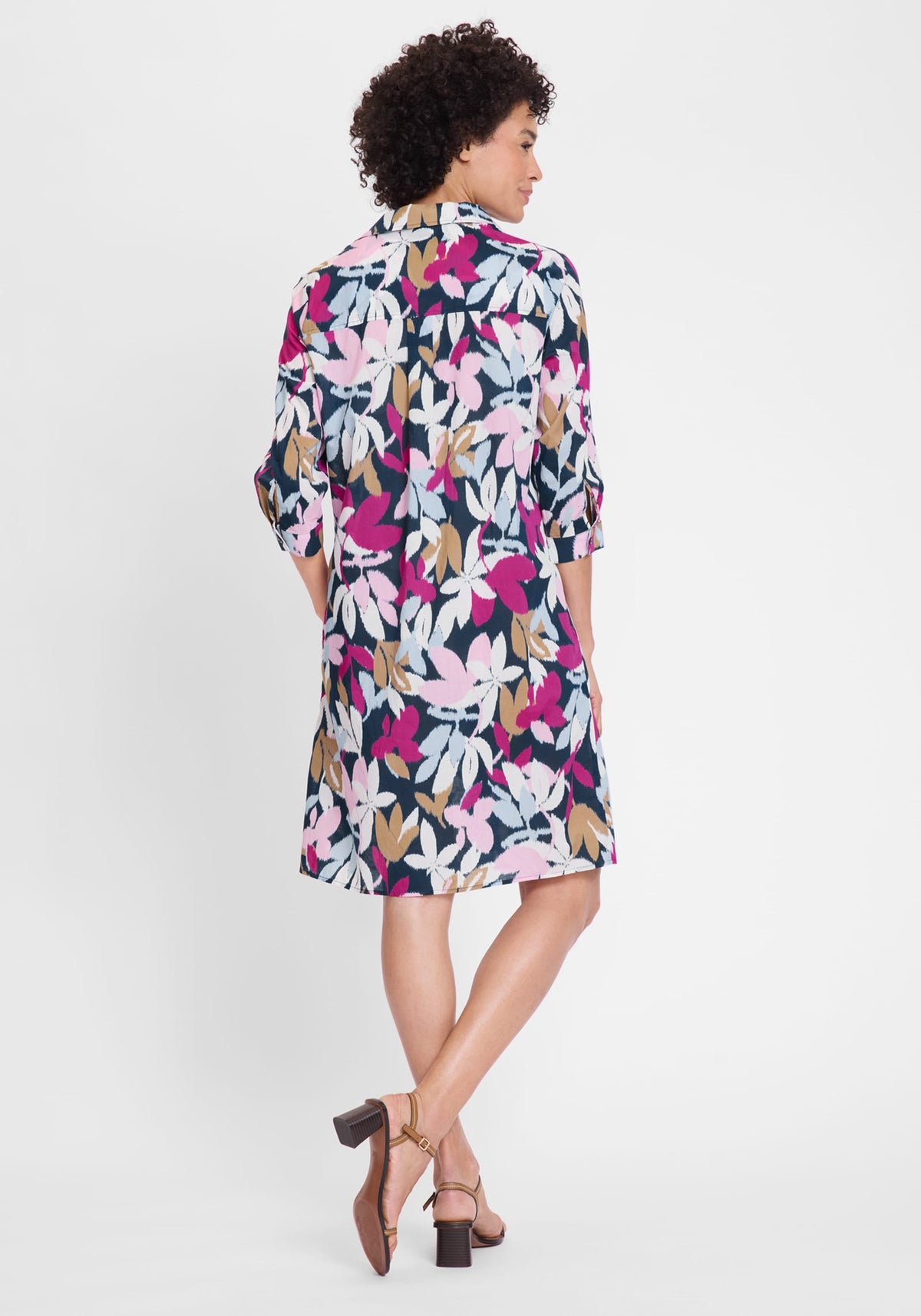 Leaf Print Shirt Dress