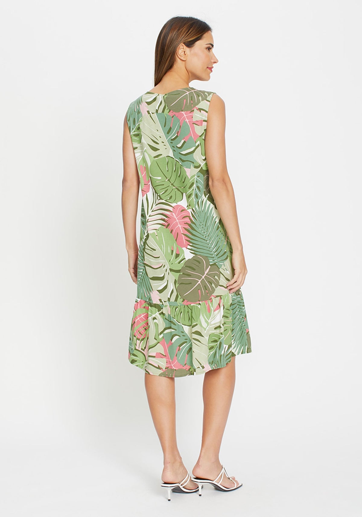 Sleeveless Jungle Leaf Print Dress