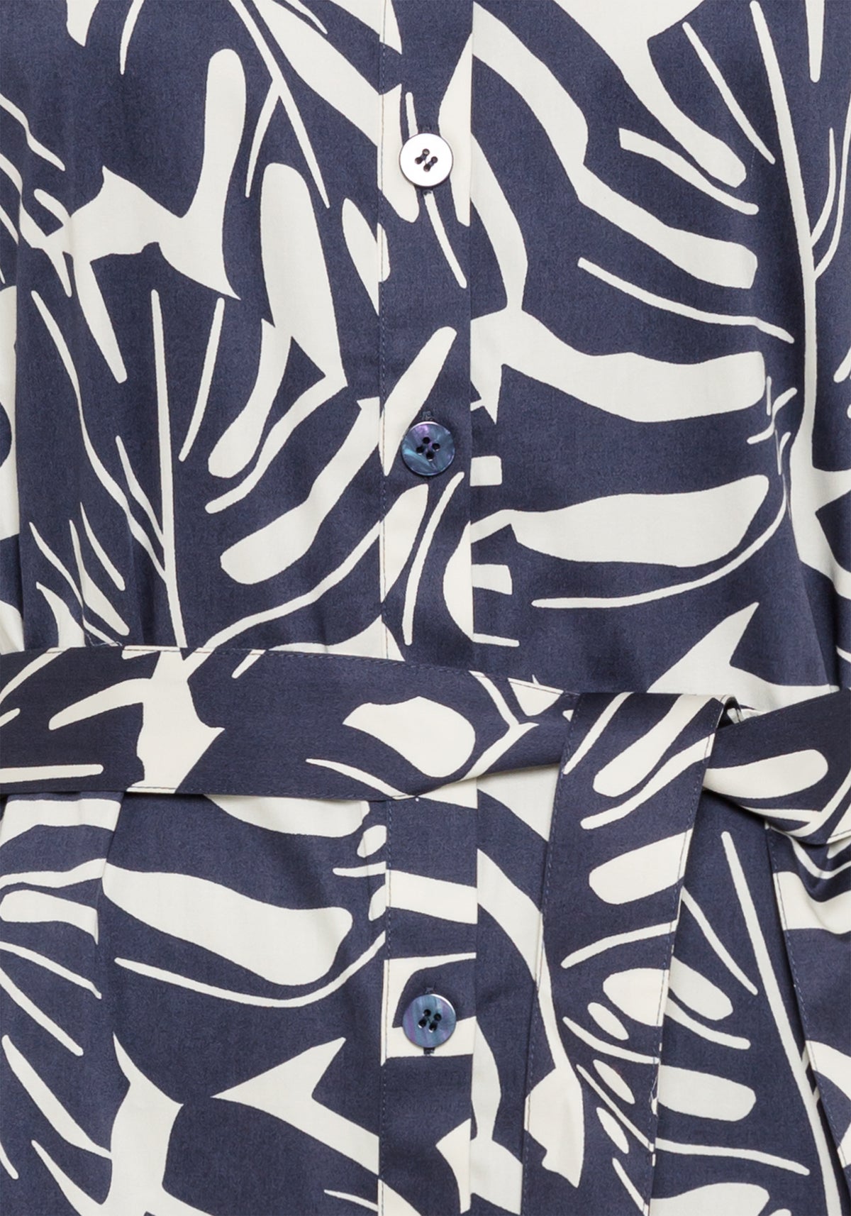 Palm Print A-Line Midi Shirt Dress