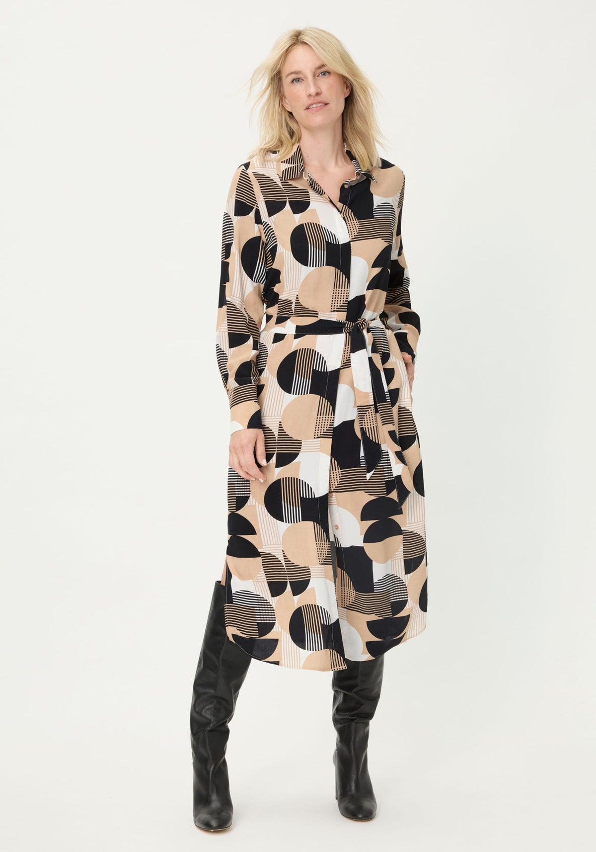 Geo Mixed Shirt Dress