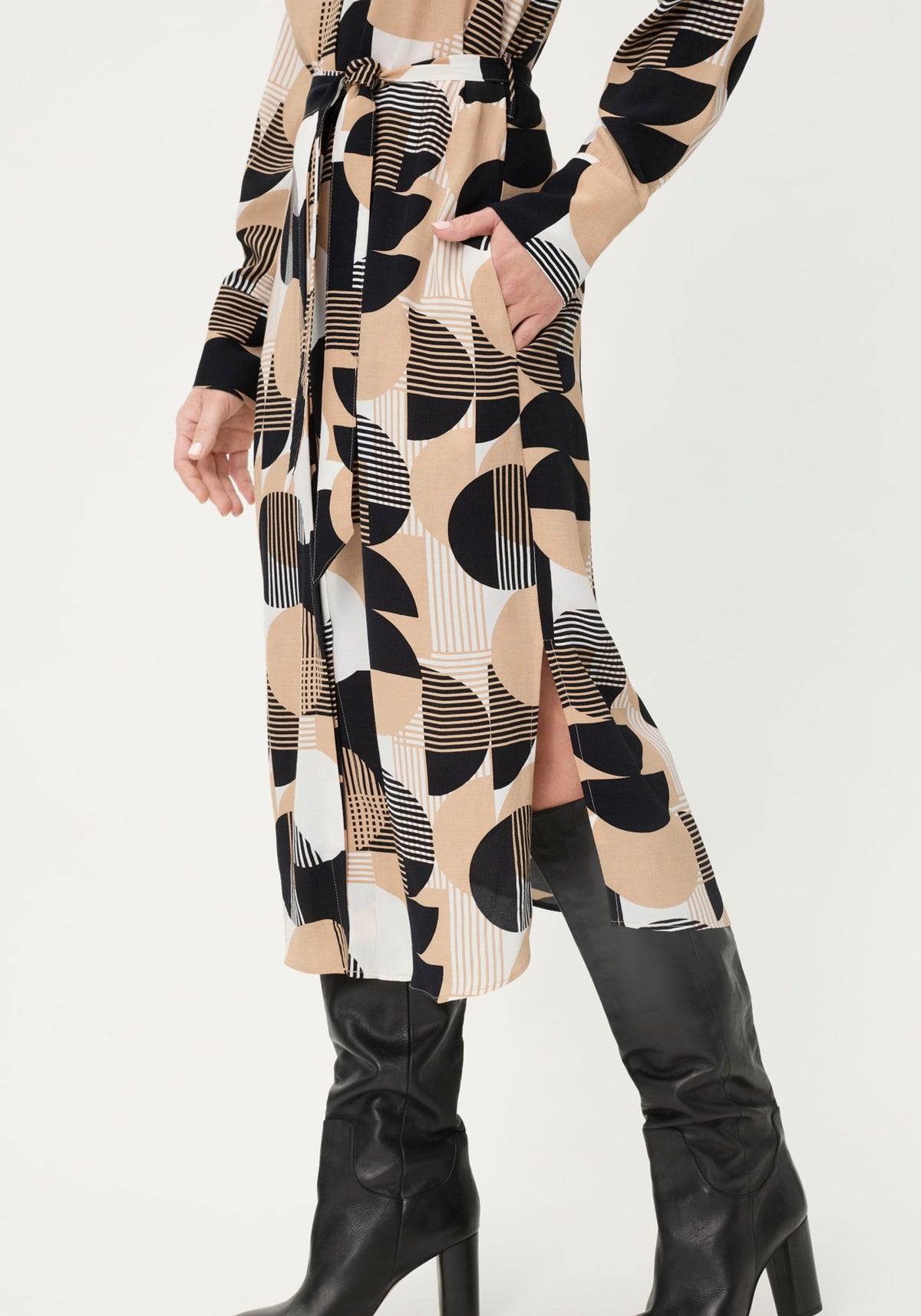 Geo Mixed Shirt Dress