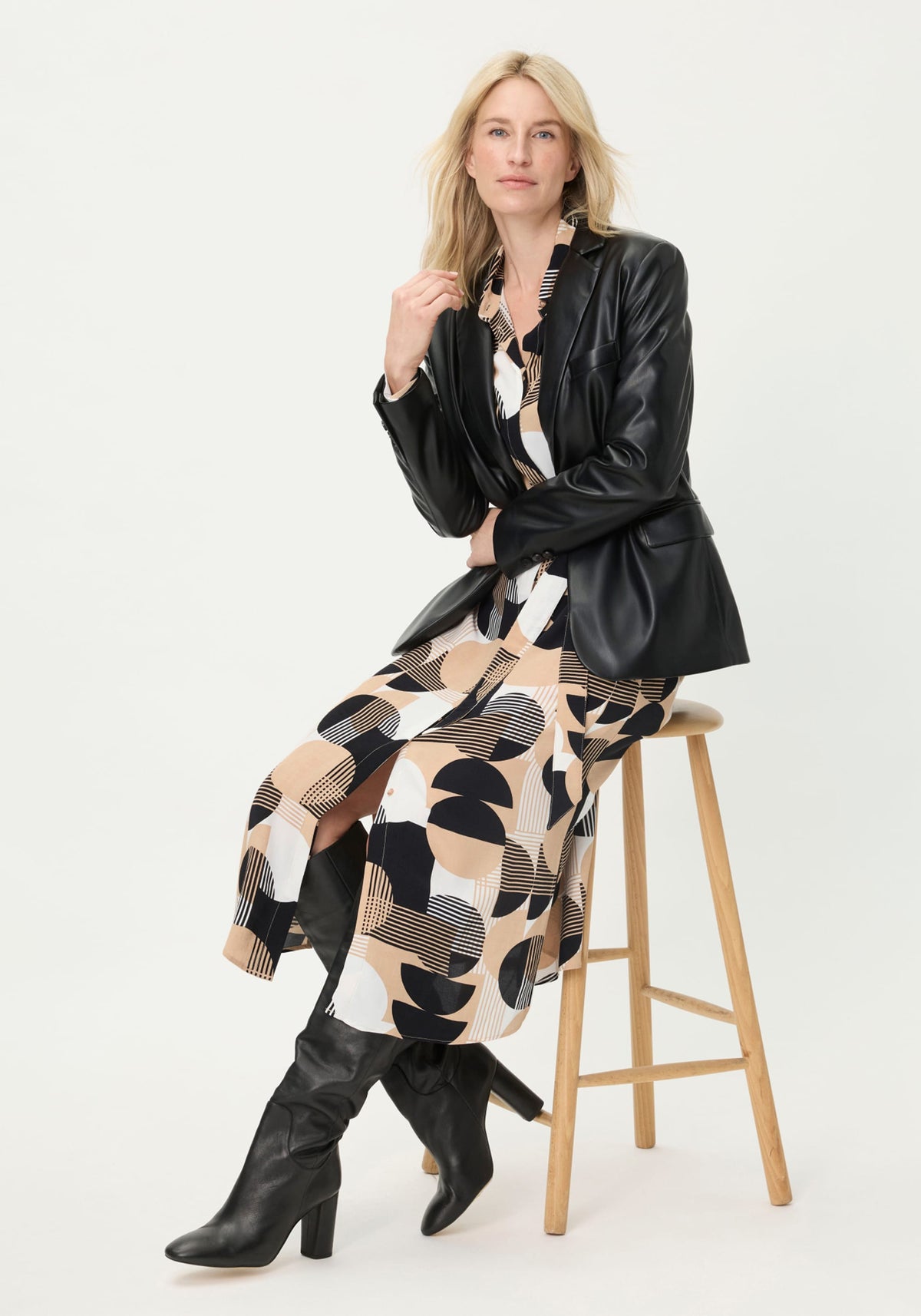 Geo Mixed Shirt Dress