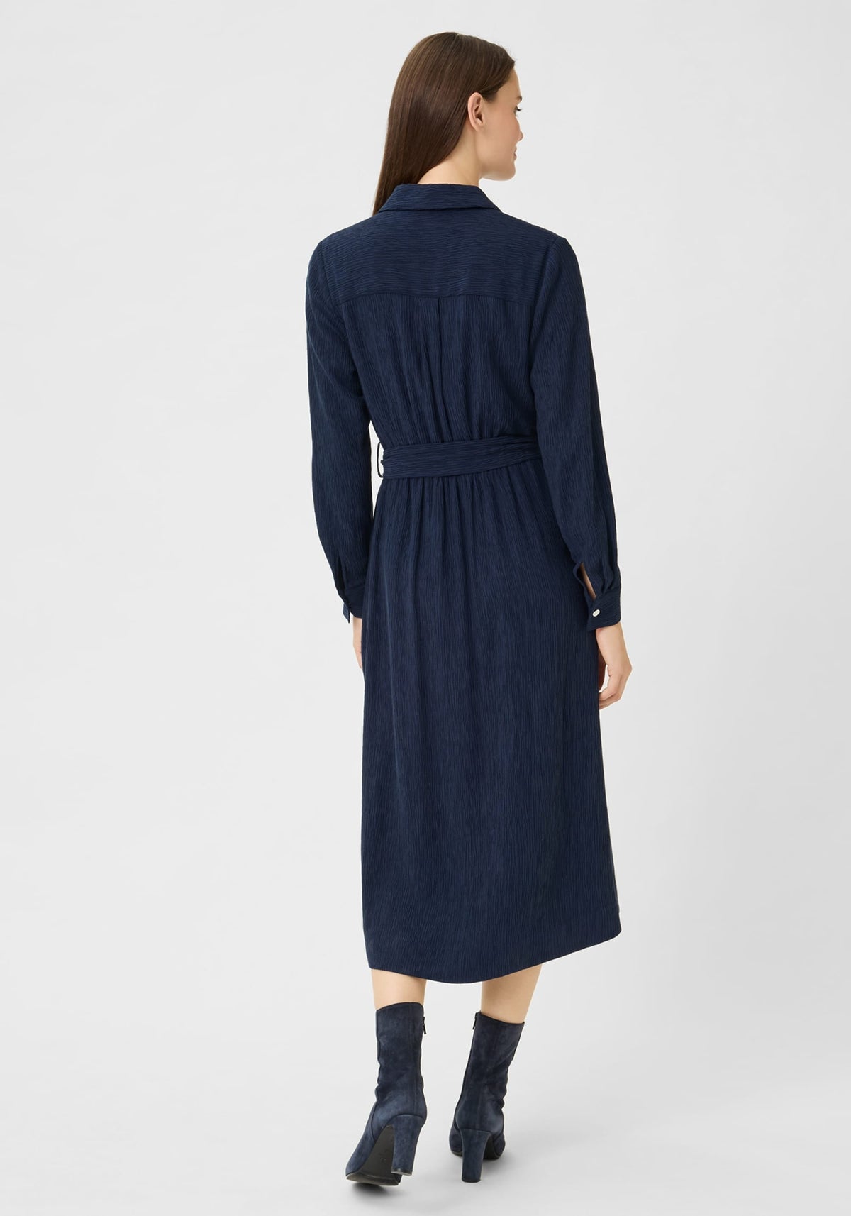 Crinkle A-Line Shirt Dress