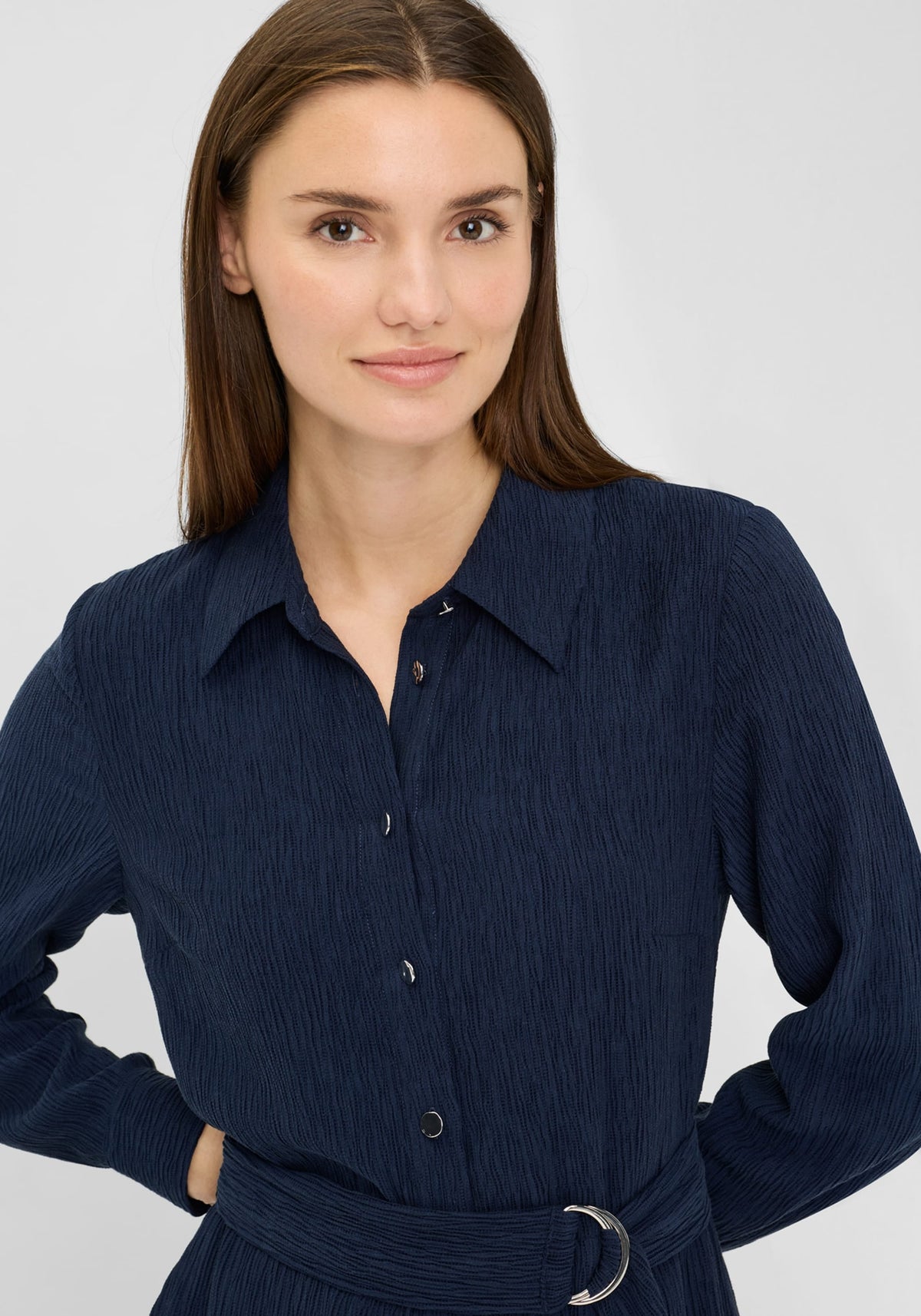 Crinkle A-Line Shirt Dress