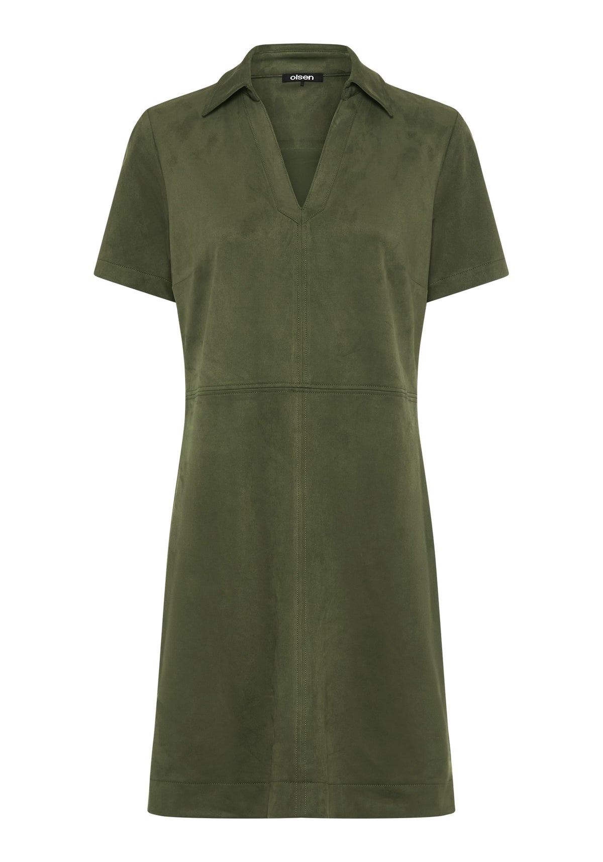 Faux Suede Collared Dress