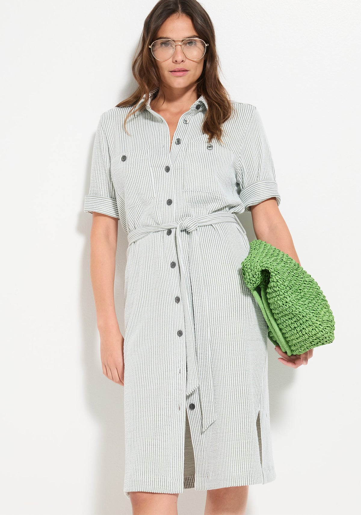 Seersucker Shirt Dress