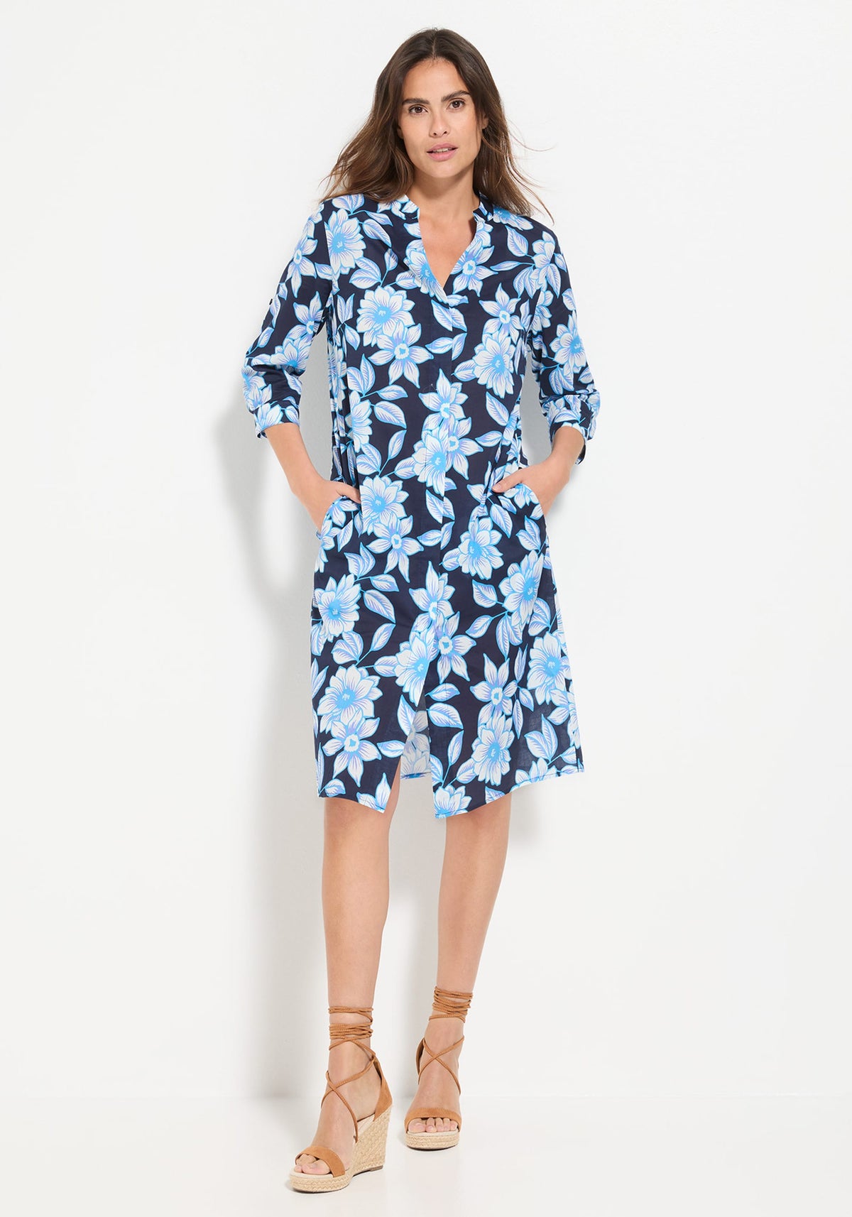 Robe-chemise tunique à motifs floraux