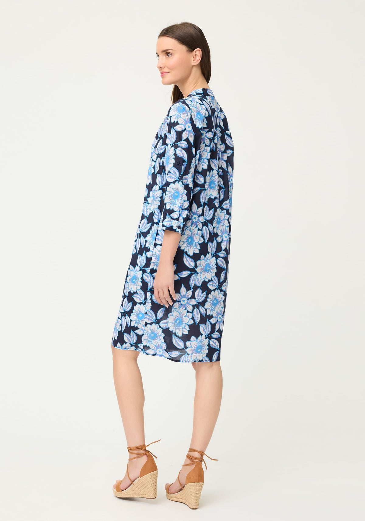 Robe-chemise tunique à motifs floraux