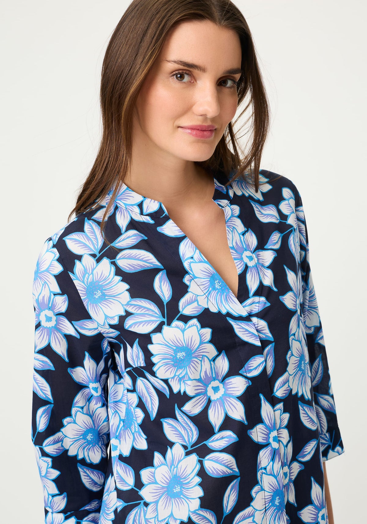 Robe-chemise tunique à motifs floraux