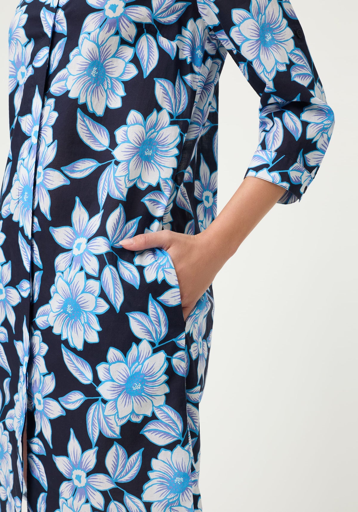 Robe-chemise tunique à motifs floraux