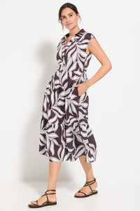Robe à volants à motifs de feuilles