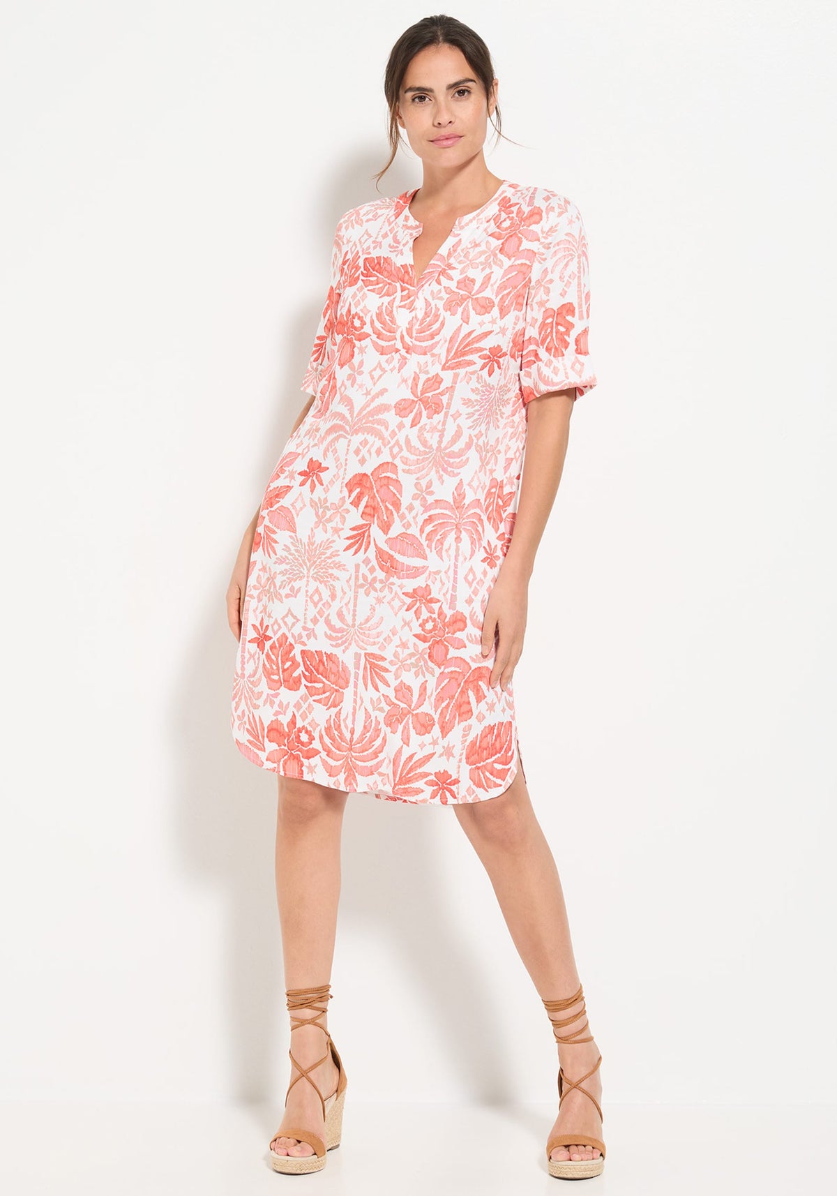 Ornamental Botanic Print Tunic Dress