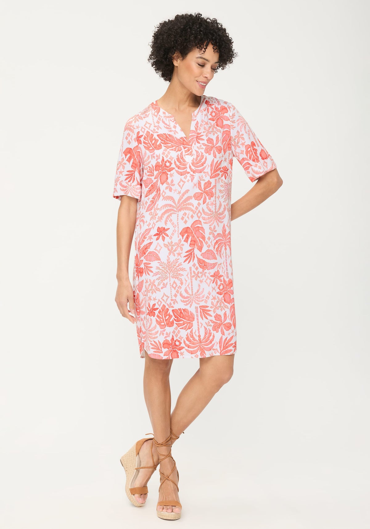 Ornamental Botanic Print Tunic Dress