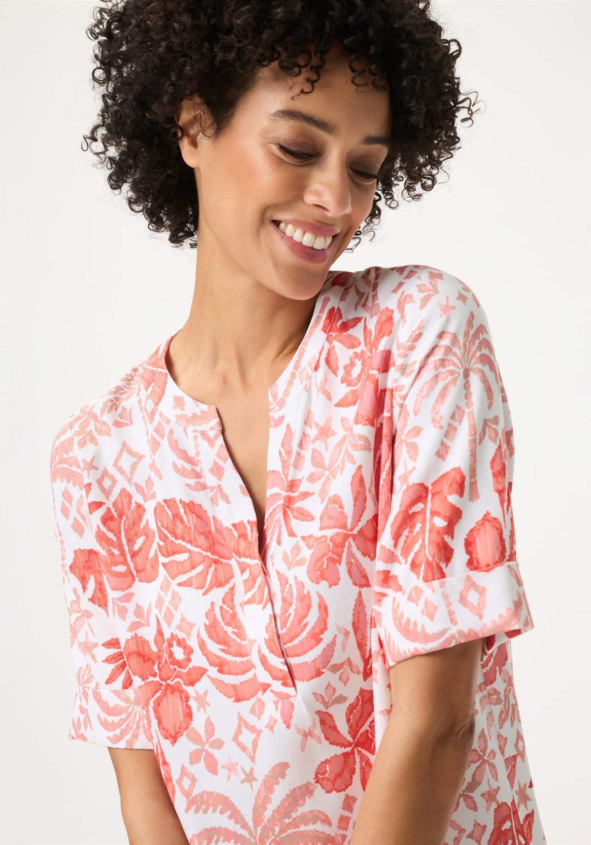 Ornamental Botanic Print Tunic Dress